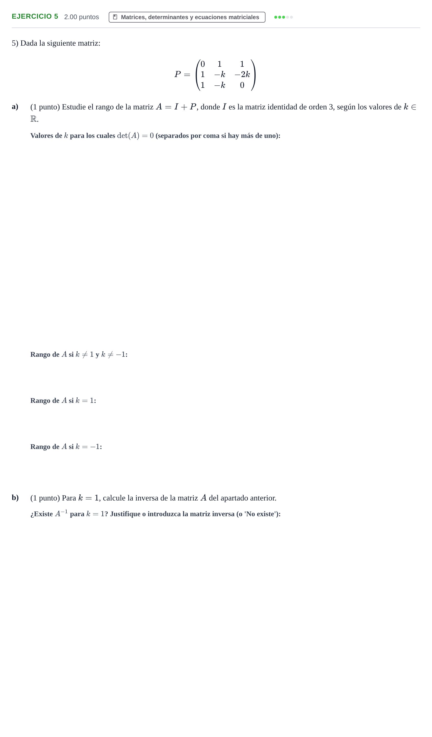 Enunciado: Problema 5 · Matemáticas II PAU Aragón Extraordinaria 2021