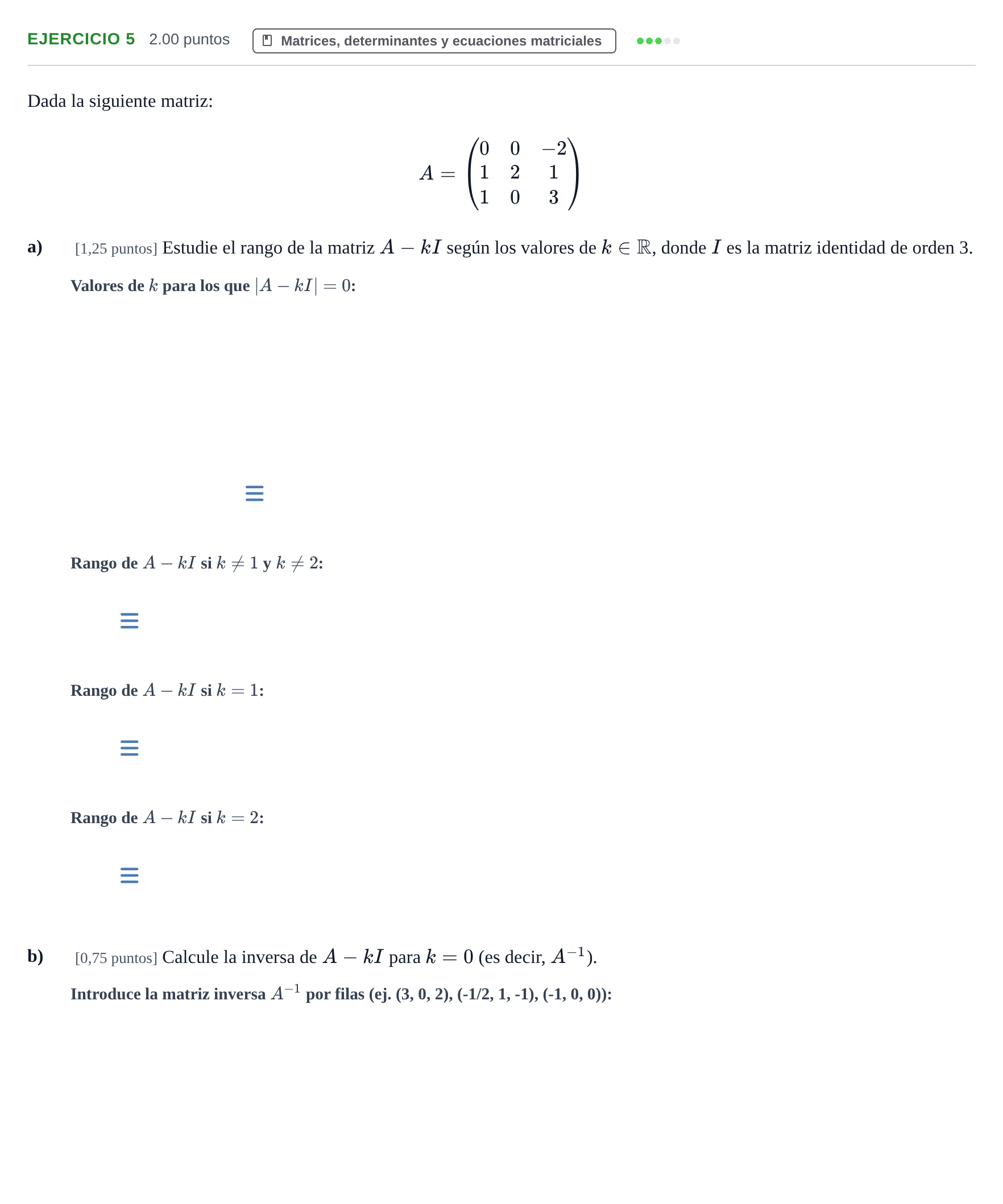 Enunciado: Problema 5 · Matemáticas II PAU Aragón Ordinaria 2021