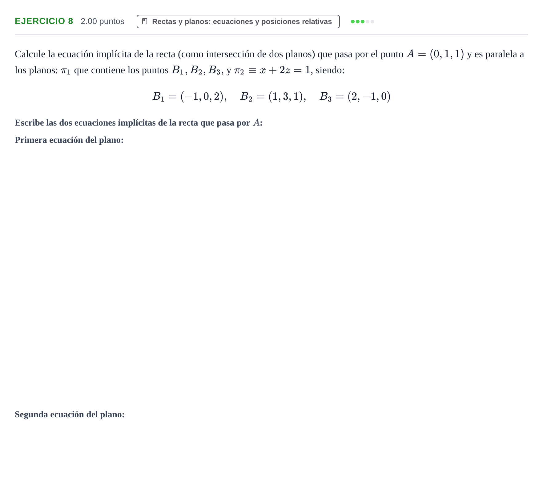 Enunciado: Problema 8 · Matemáticas II PAU Aragón Ordinaria 2021