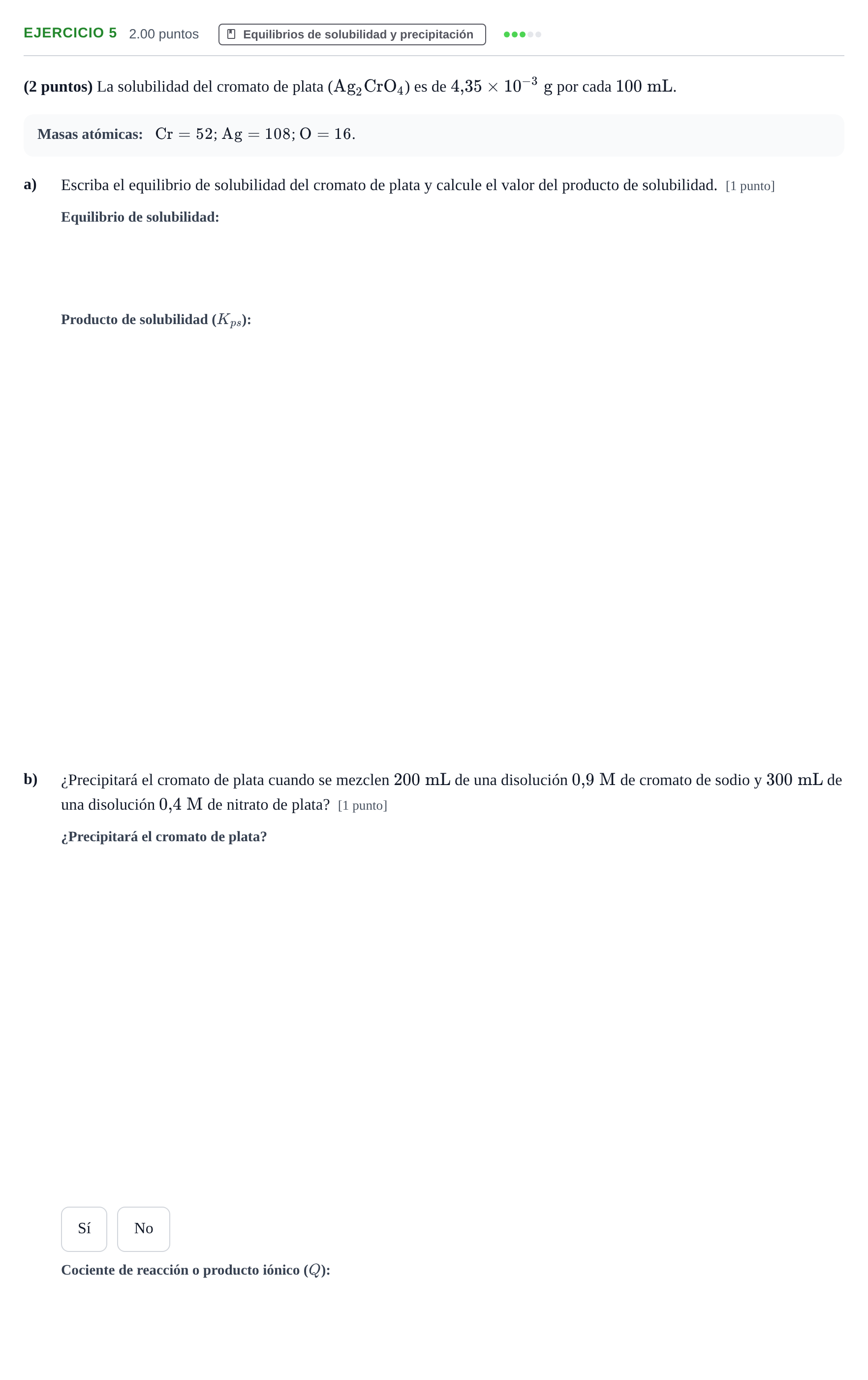 Enunciado: Problema 5 · Química PAU Aragón Extraordinaria 2021