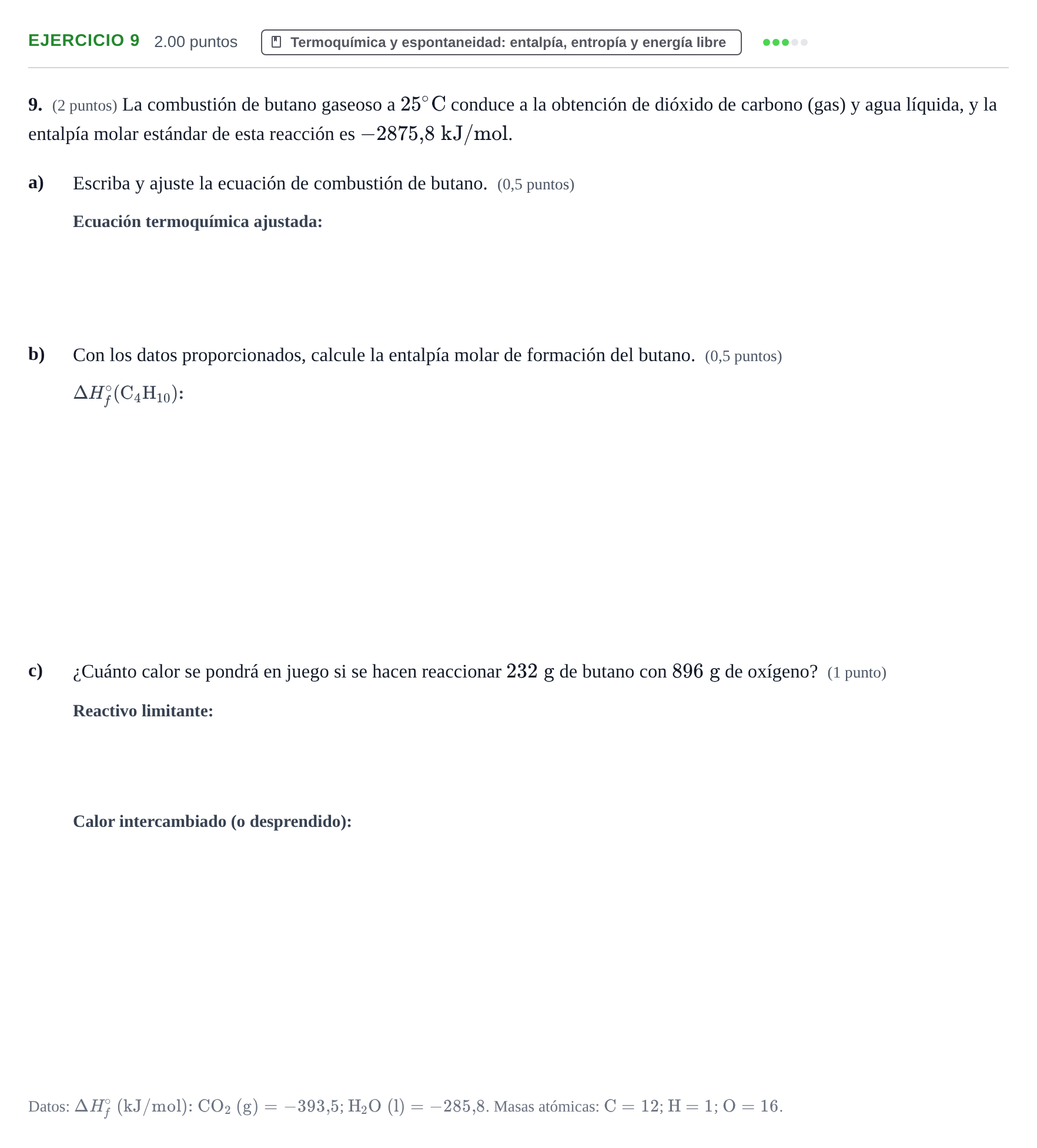 Enunciado: Problema 9 · Química PAU Aragón Extraordinaria 2021