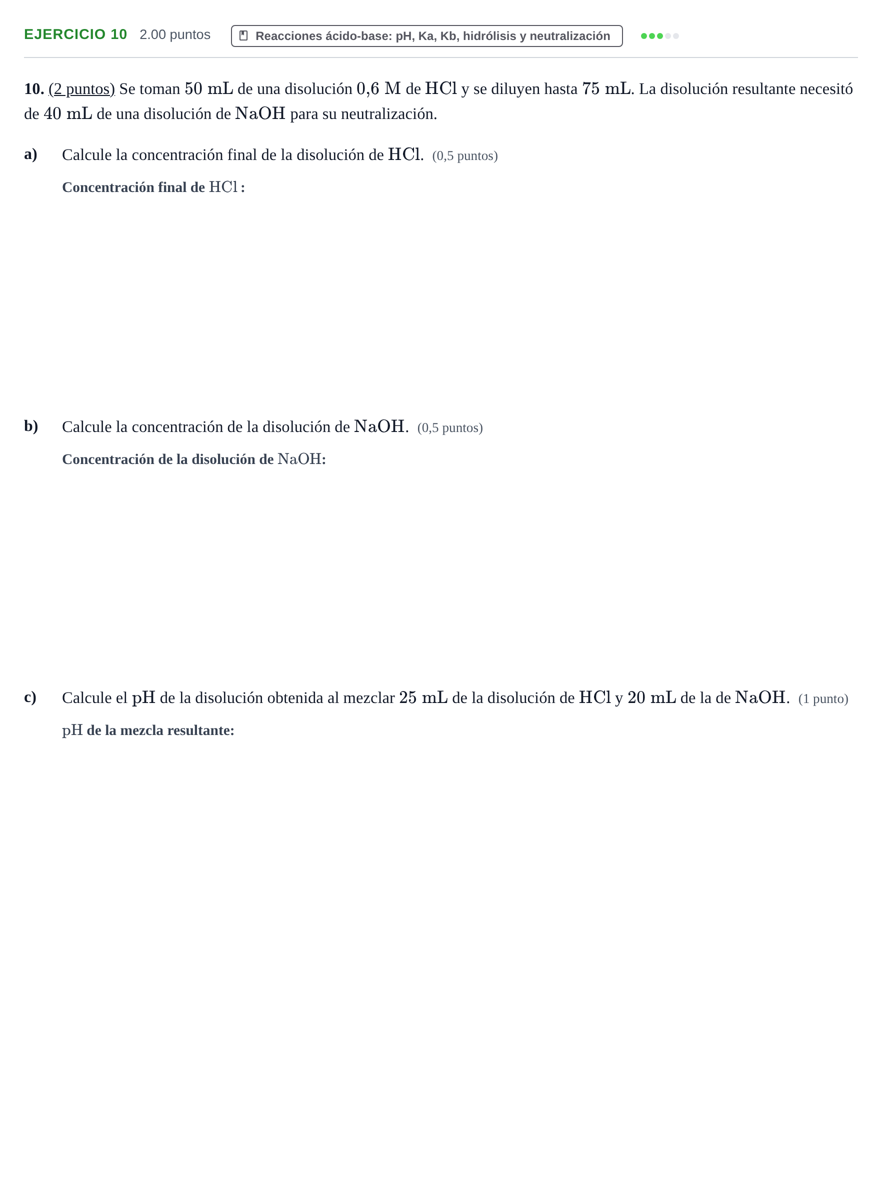 Enunciado: Problema 10 · Química PAU Aragón Ordinaria 2021