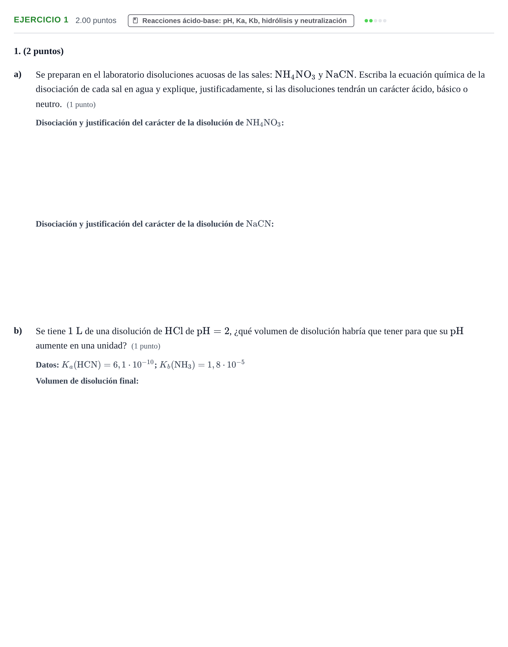 Enunciado: Problema 1 · Química PAU Aragón Ordinaria 2021
