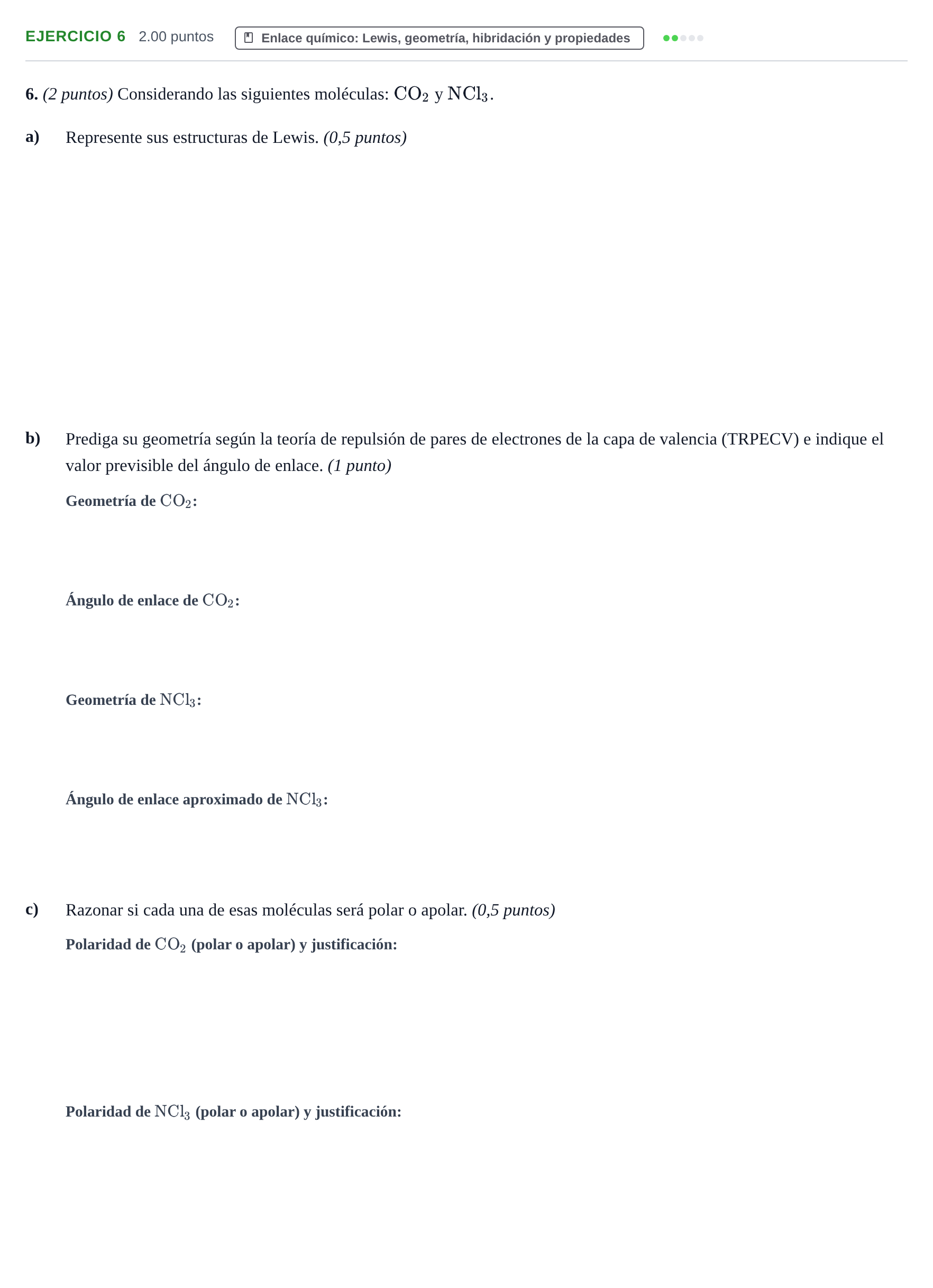 Enunciado: Problema 6 · Química PAU Aragón Ordinaria 2021