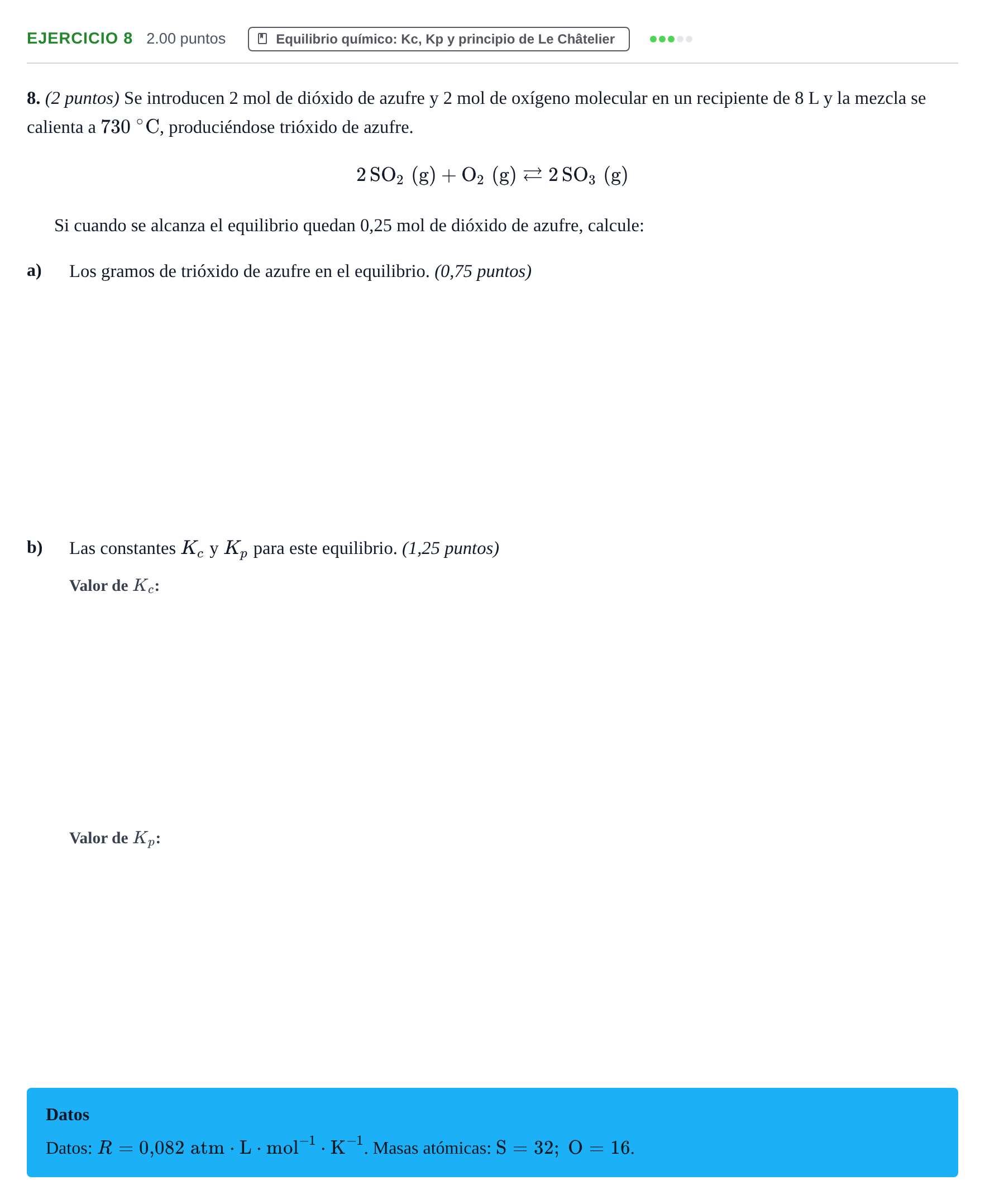 Enunciado: Problema 8 · Química PAU Aragón Ordinaria 2021
