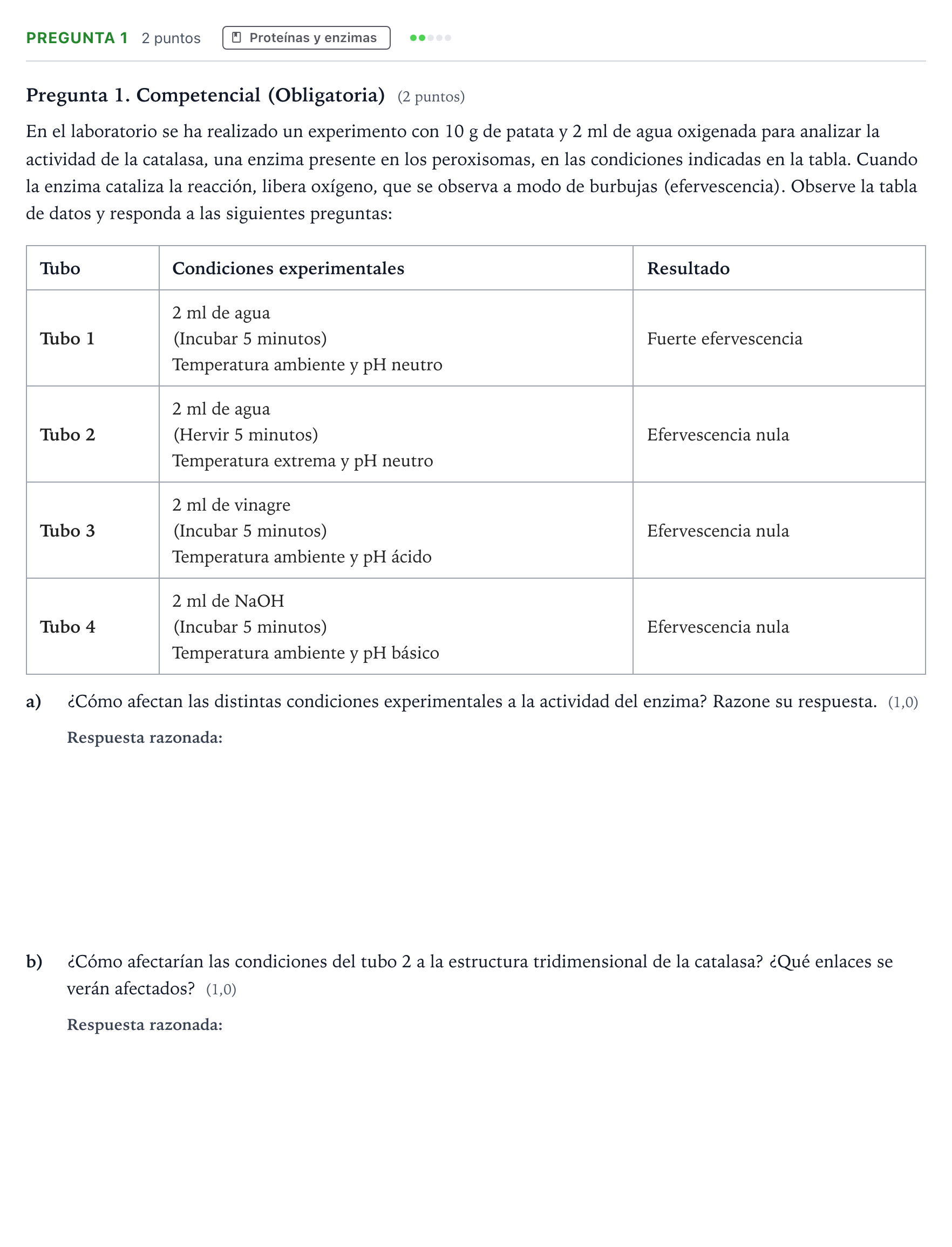 Enunciado: Pregunta 1 · Biología PAU Castilla y León Extraordinaria 2026