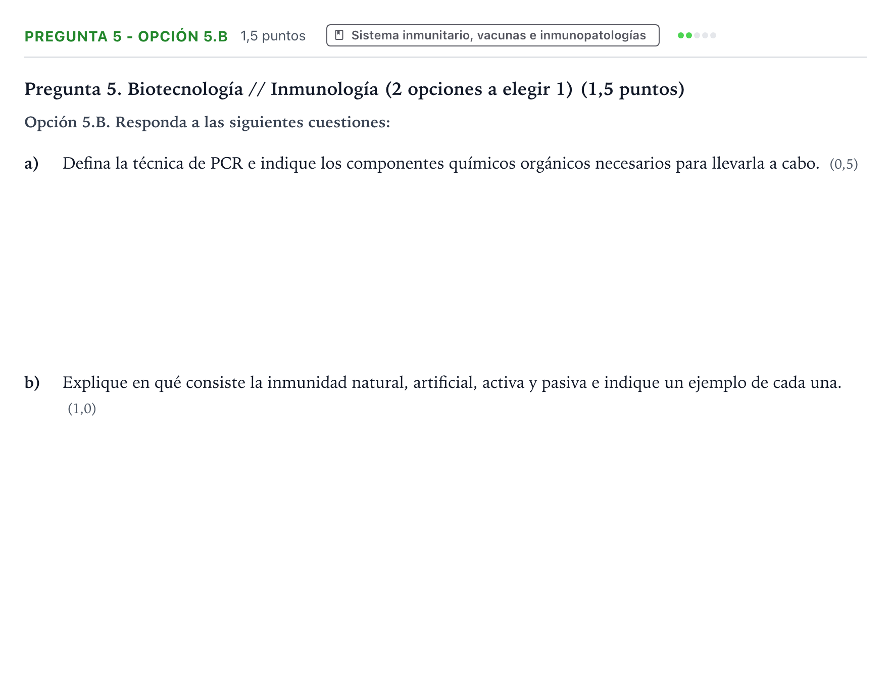 Enunciado: Pregunta 5 - Opción 5.B · Biología PAU Castilla y León Extraordinaria 2026