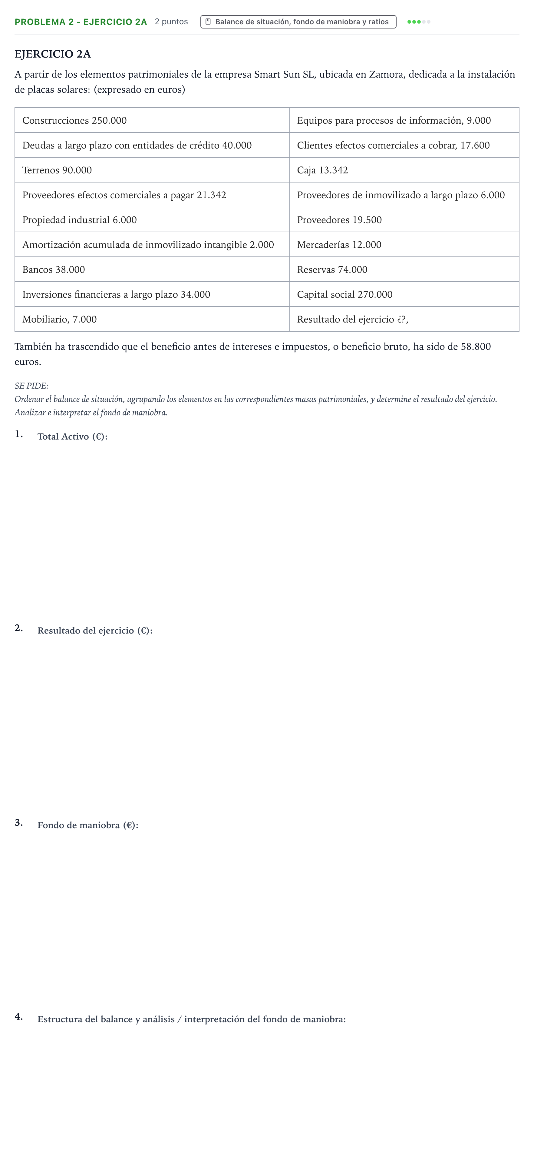 Enunciado: Problema 2 - Ejercicio 2A · Empresa y Diseño de Modelos de Negocio PAU Castilla y León Extraordinaria 2026