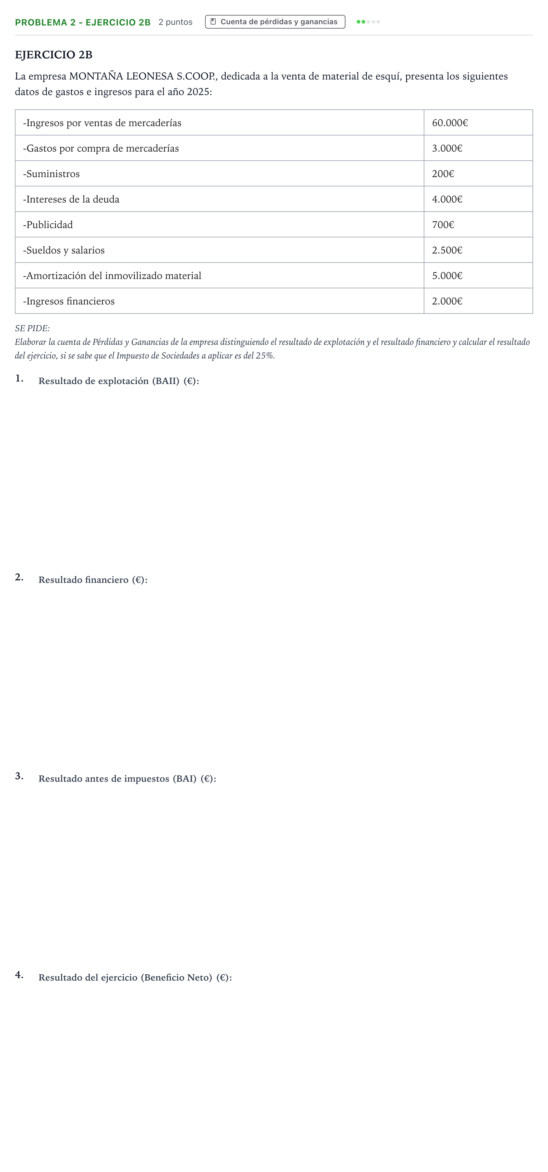 Enunciado: Problema 2 - Ejercicio 2B · Empresa y Diseño de Modelos de Negocio PAU Castilla y León Extraordinaria 2026