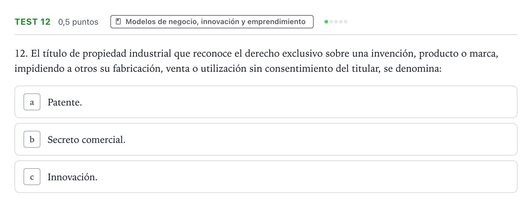 Enunciado: Ejercicio Test 12 · Empresa y Diseño de Modelos de Negocio PAU Castilla y León Extraordinaria 2026