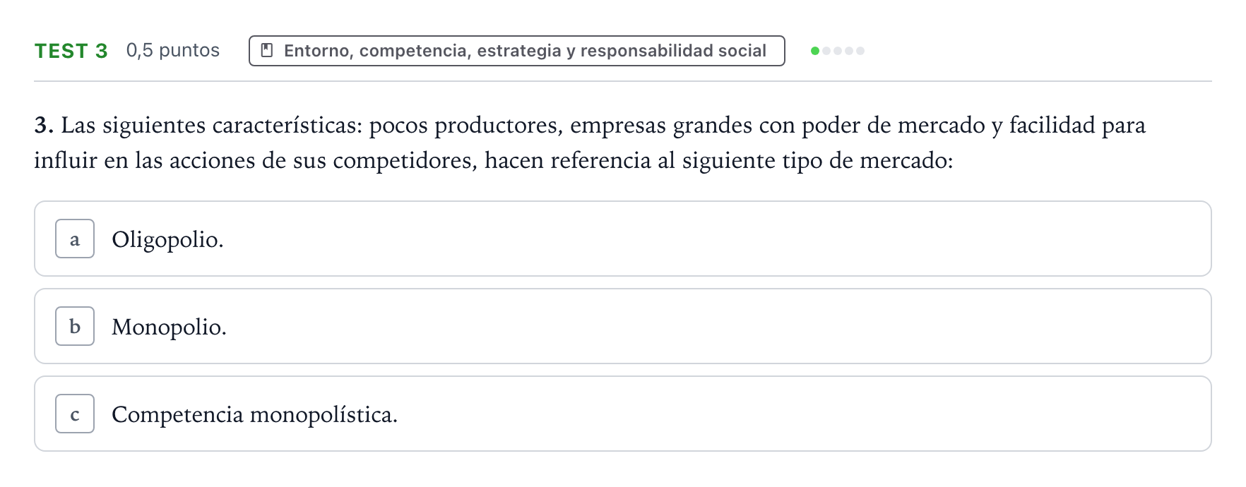 Enunciado: Ejercicio Test 3 · Empresa y Diseño de Modelos de Negocio PAU Castilla y León Extraordinaria 2026