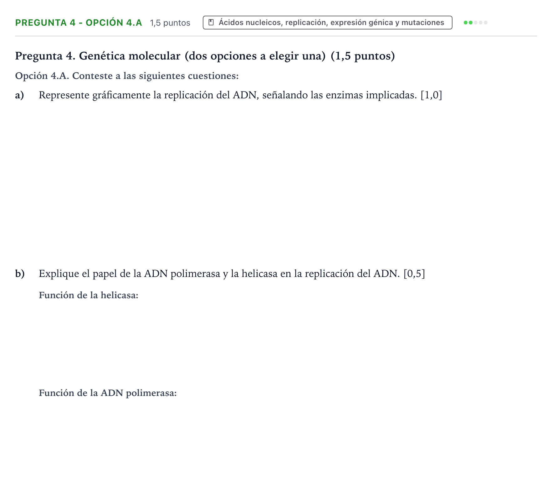 Enunciado: Pregunta 4 - Opción 4.A · Biología PAU Castilla y León Ordinaria 2026
