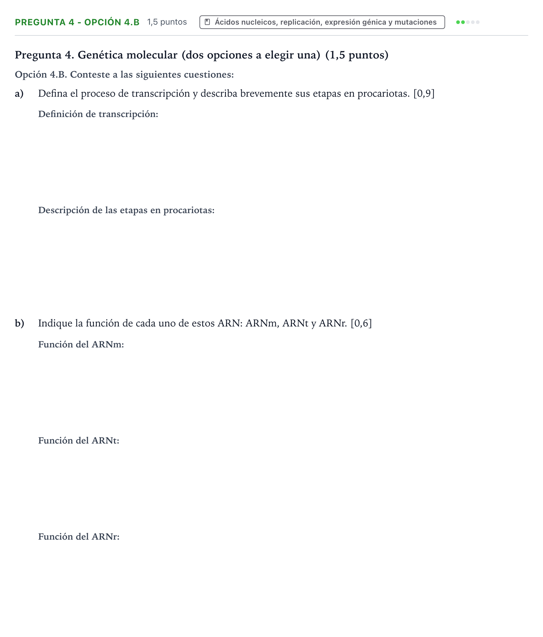 Enunciado: Pregunta 4 - Opción 4.B · Biología PAU Castilla y León Ordinaria 2026