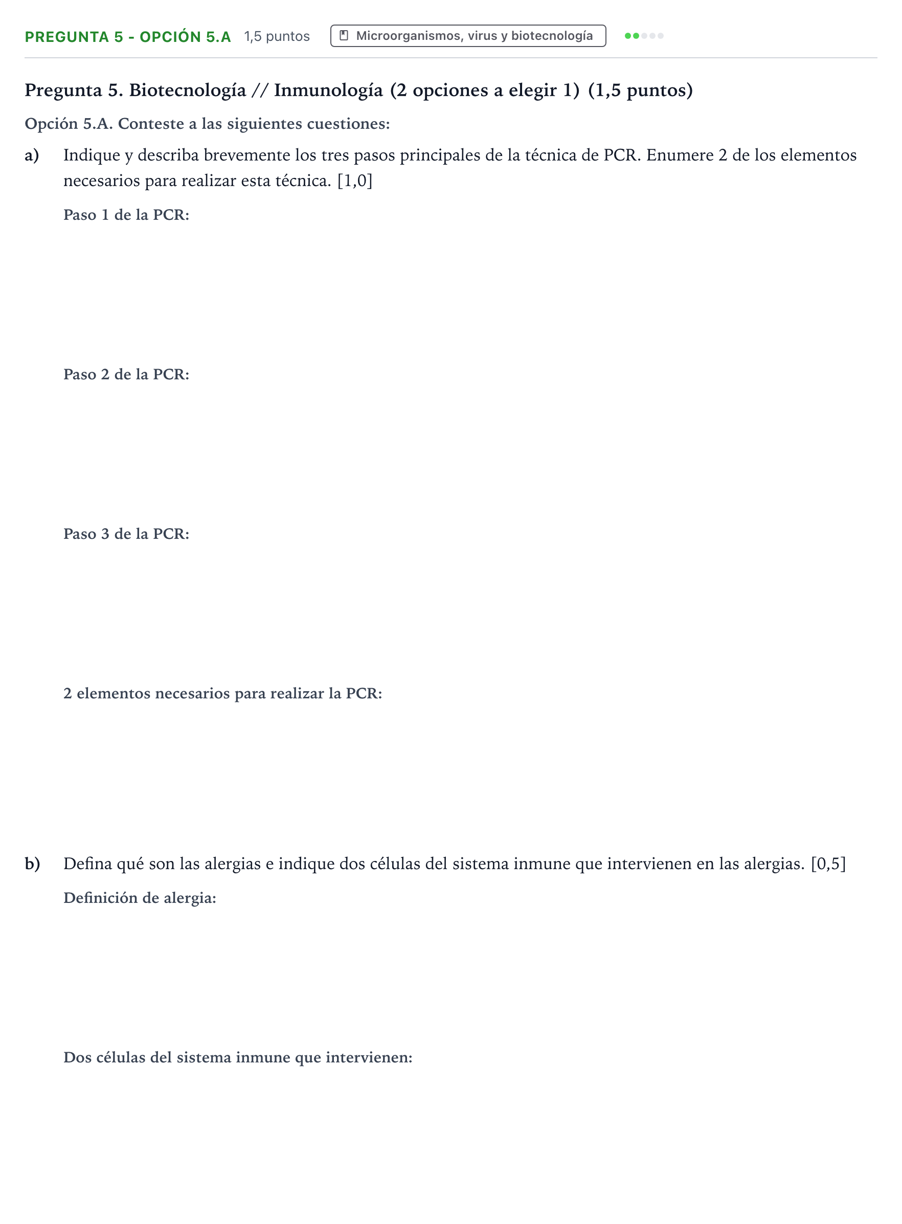 Enunciado: Pregunta 5 - Opción 5.A · Biología PAU Castilla y León Ordinaria 2026
