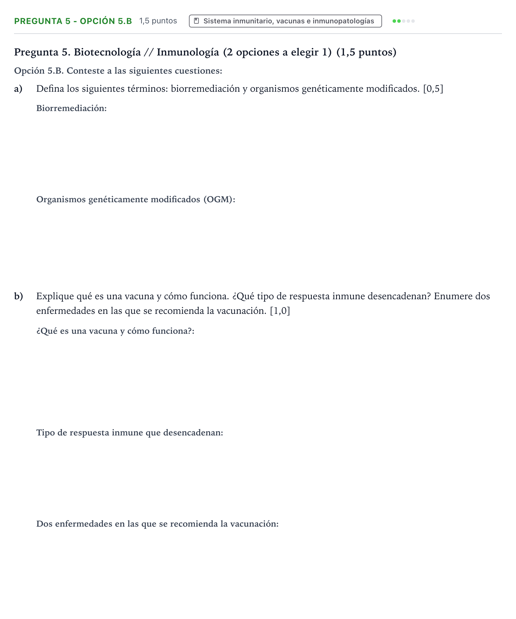 Enunciado: Pregunta 5 - Opción 5.B · Biología PAU Castilla y León Ordinaria 2026