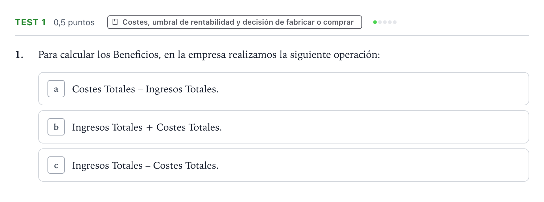 Enunciado: Ejercicio Test 1 · Empresa y Diseño de Modelos de Negocio PAU Castilla y León Ordinaria 2026