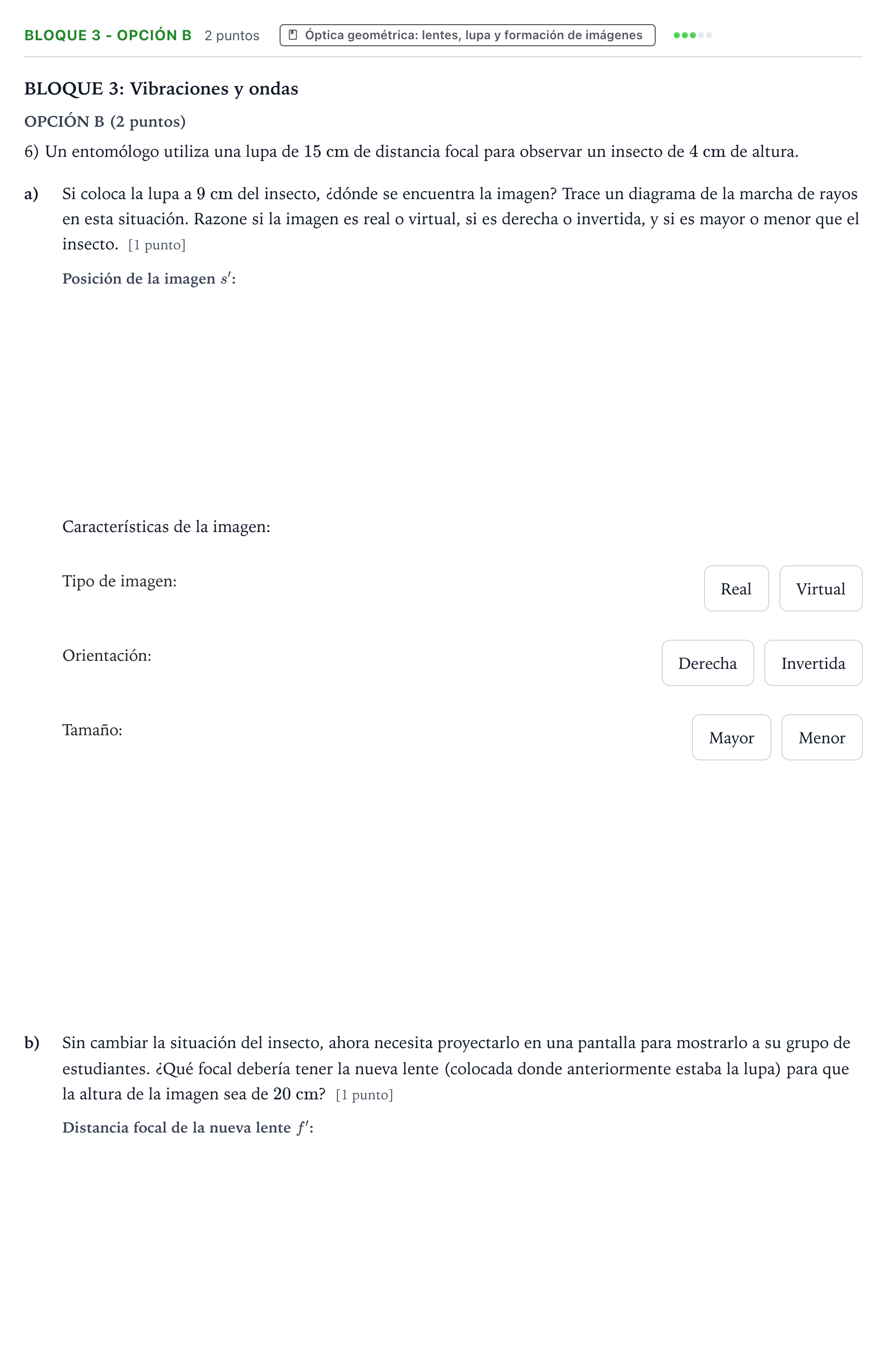 Enunciado: Bloque 3 - Opción B · Física PAU Castilla y León Extraordinaria 2026