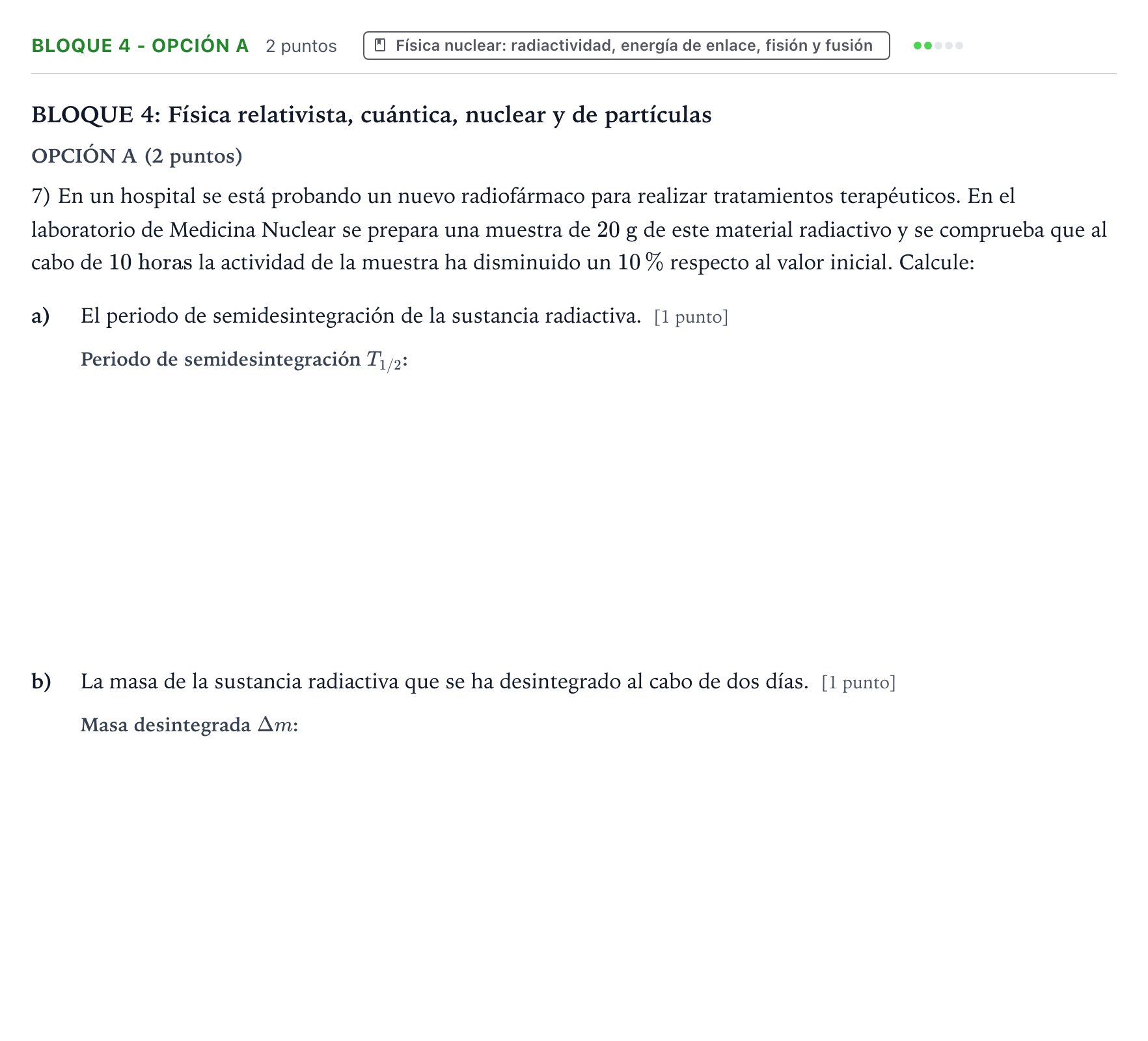 Enunciado: Bloque 4 - Opción A · Física PAU Castilla y León Extraordinaria 2026