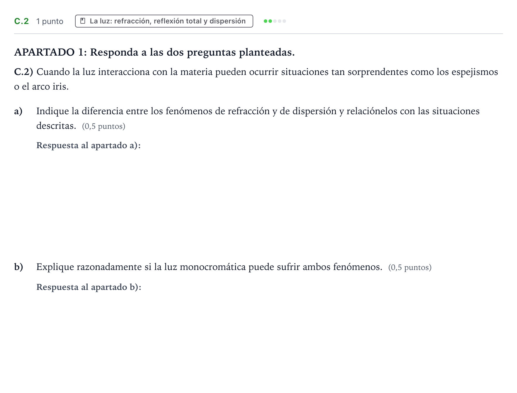 Enunciado: Ejercicio C.2 · Física PAU Castilla y León Extraordinaria 2026