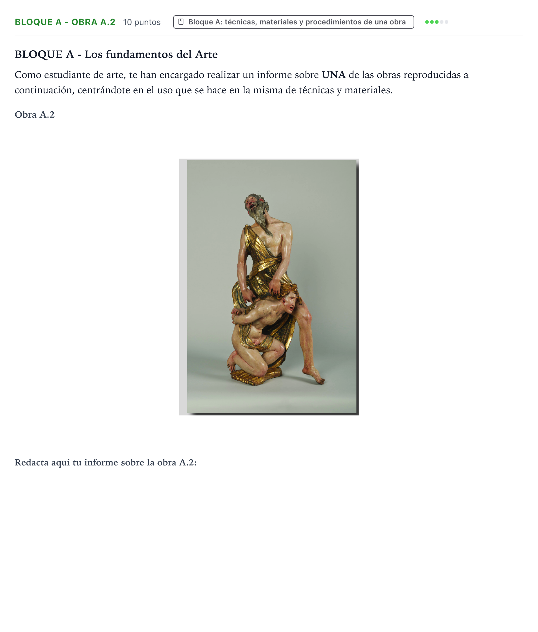 Enunciado: Bloque A - Obra A.2 · Fundamentos Artísticos PAU Castilla y León Extraordinaria 2026