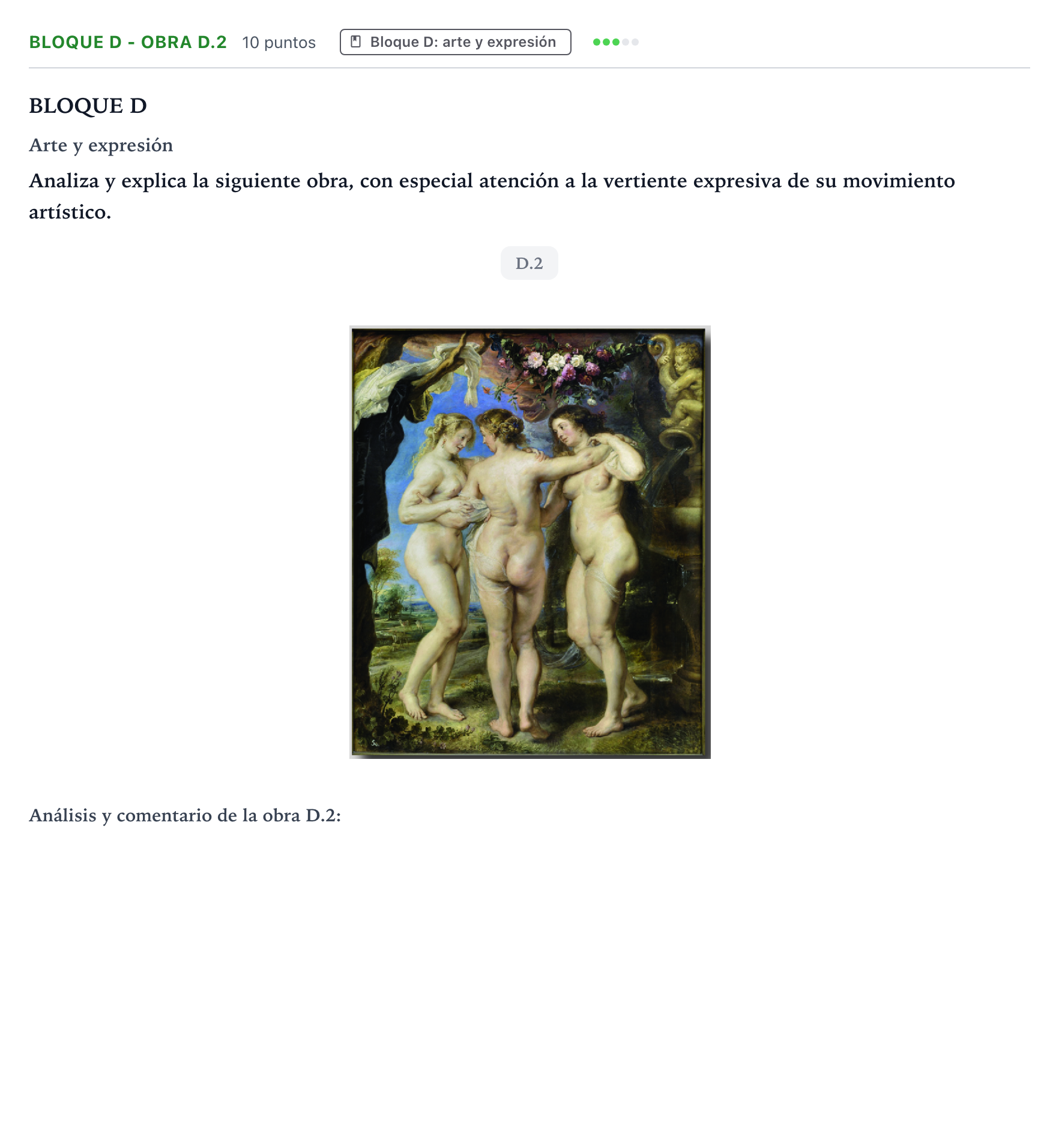 Enunciado: Bloque D - Obra D.2 · Fundamentos Artísticos PAU Castilla y León Extraordinaria 2026