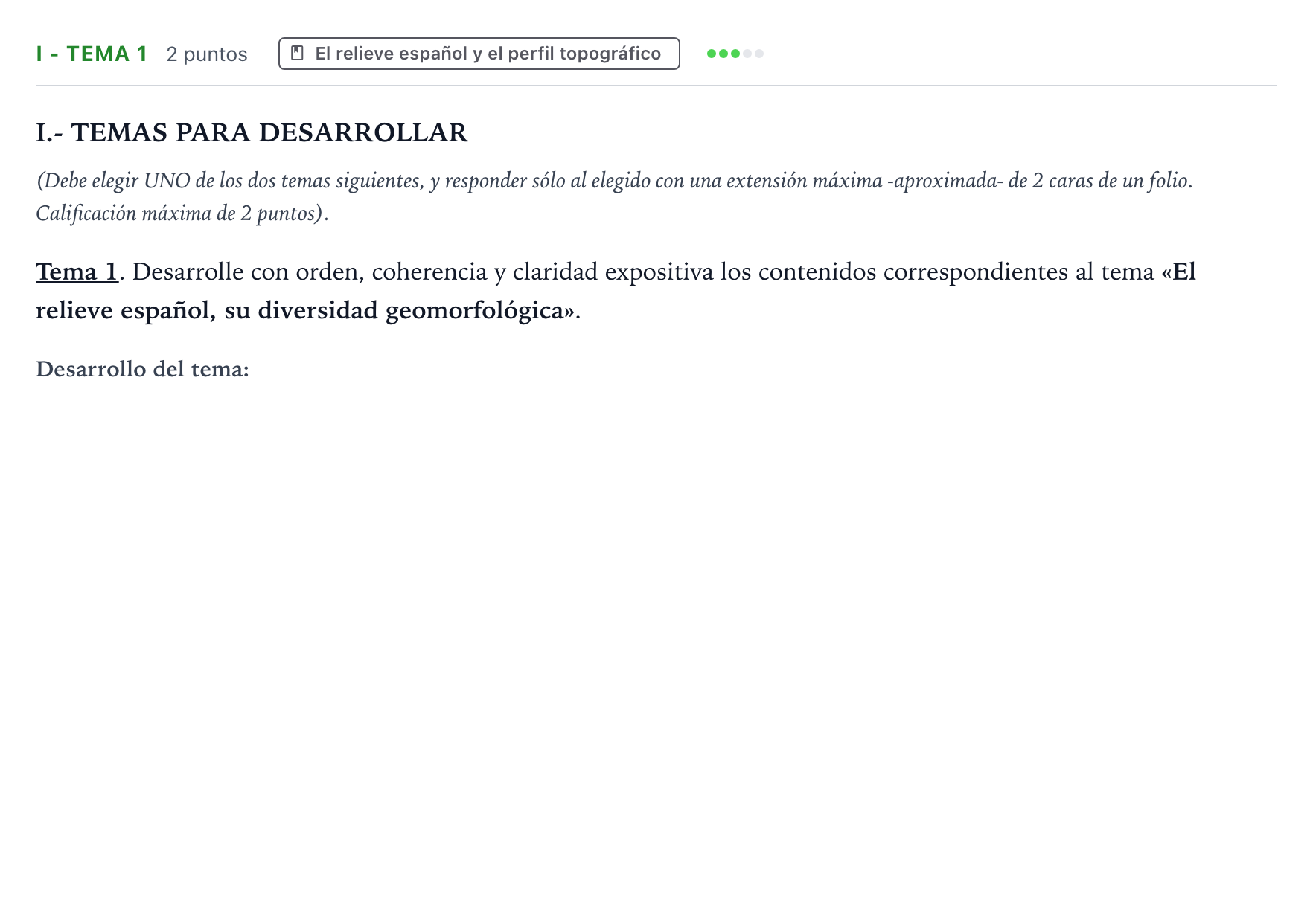 Enunciado: Ejercicio I - Tema 1 · Geografía PAU Castilla y León Extraordinaria 2026