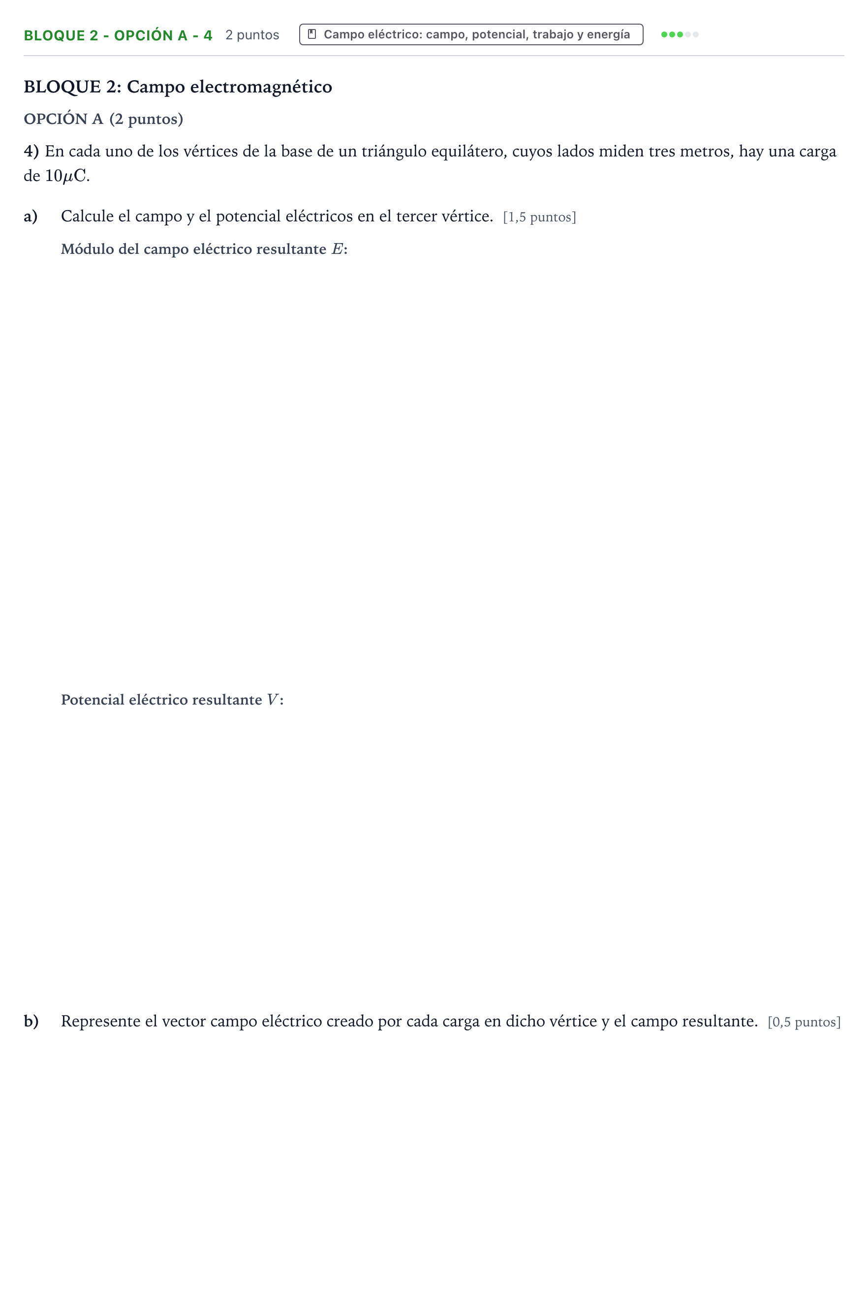 Enunciado: Bloque 2 - Opción A - 4 · Física PAU Castilla y León Ordinaria 2026