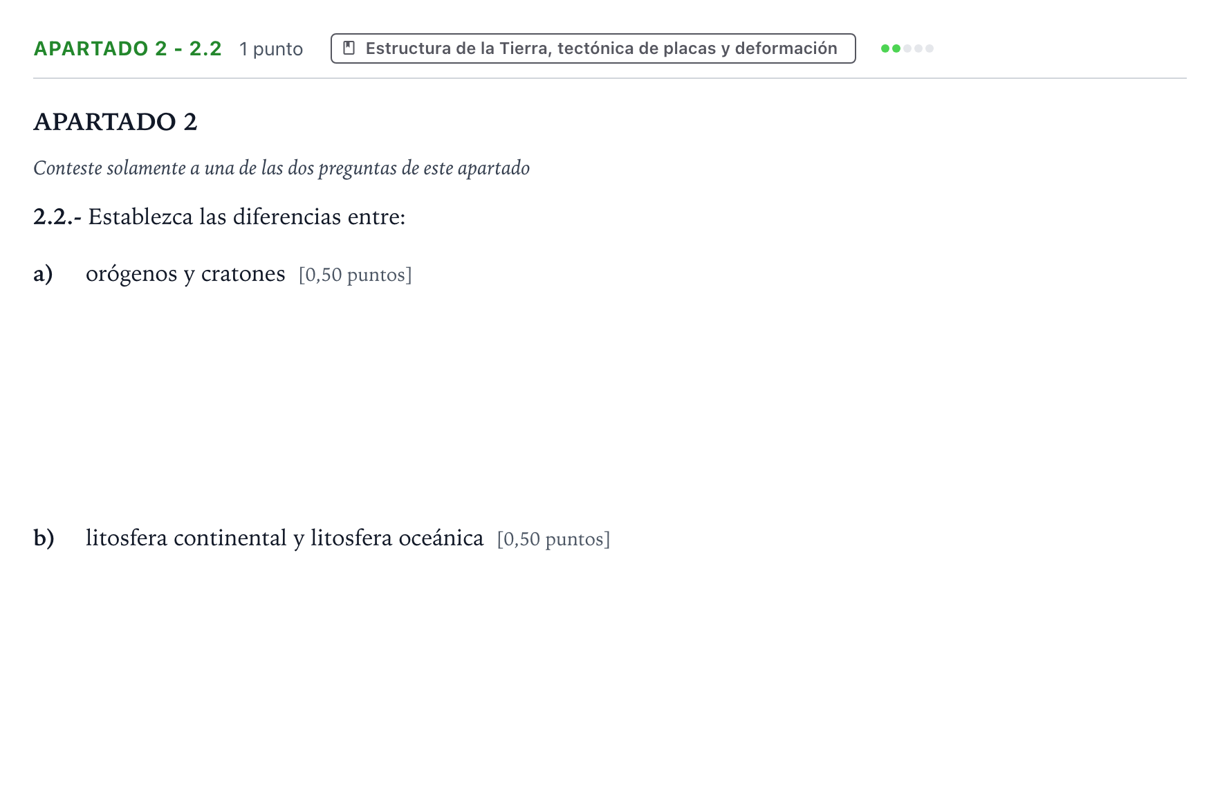 Enunciado: Apartado 2 - 2.2 · Geología y Ciencias Ambientales PAU Castilla y León Extraordinaria 2026