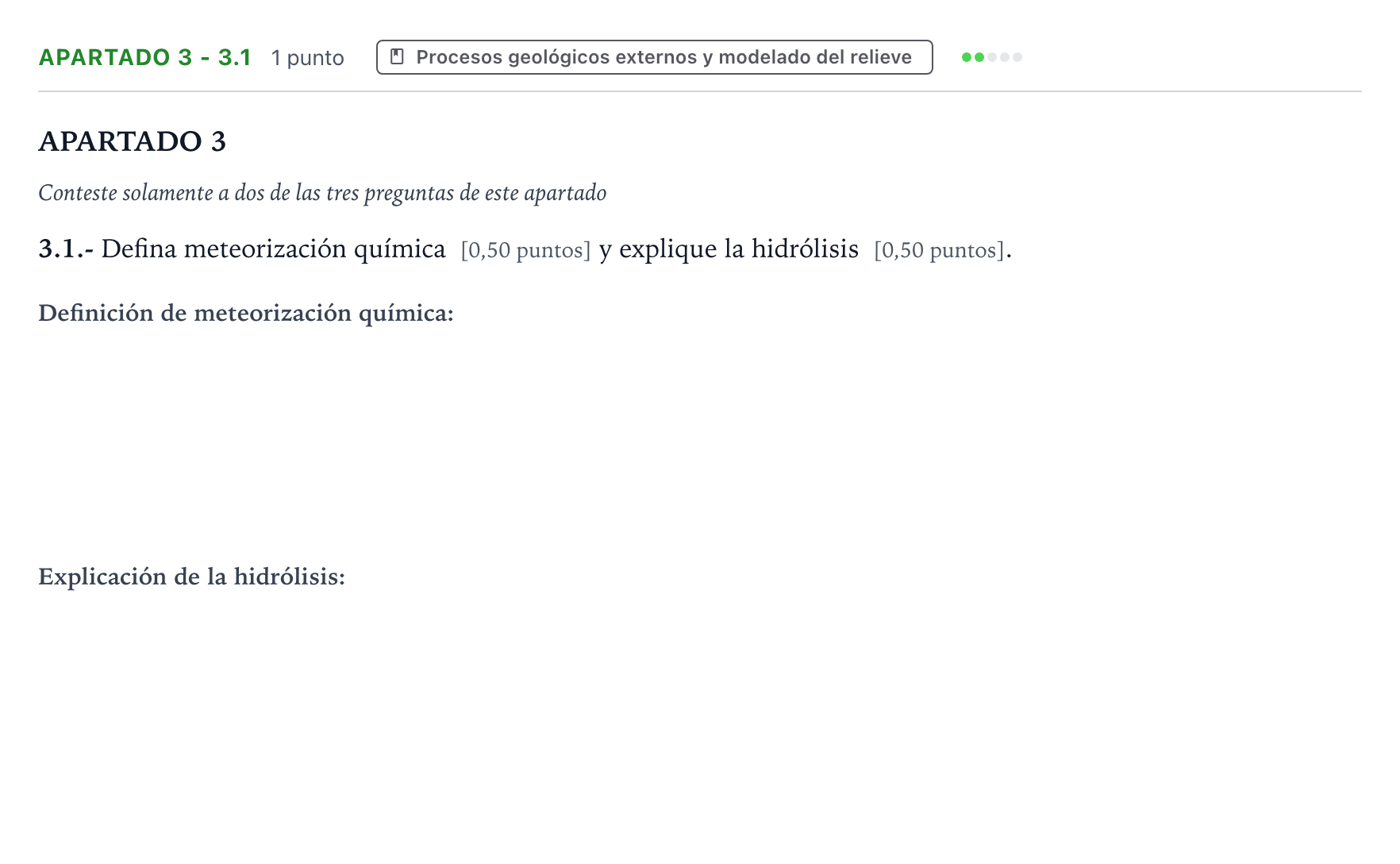 Enunciado: Apartado 3 - 3.1 · Geología y Ciencias Ambientales PAU Castilla y León Extraordinaria 2026