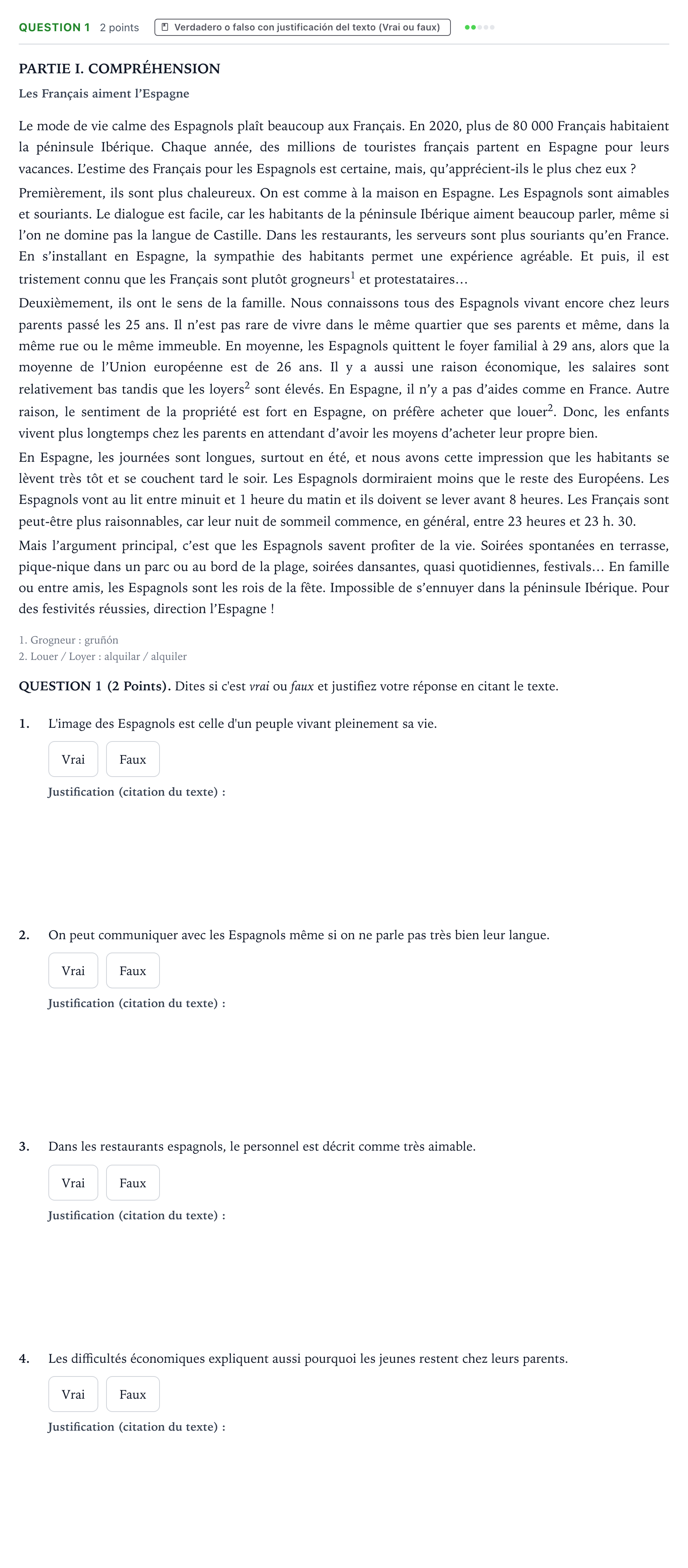Enunciado: Question 1 · Francés PAU Castilla y León Ordinaria 2026