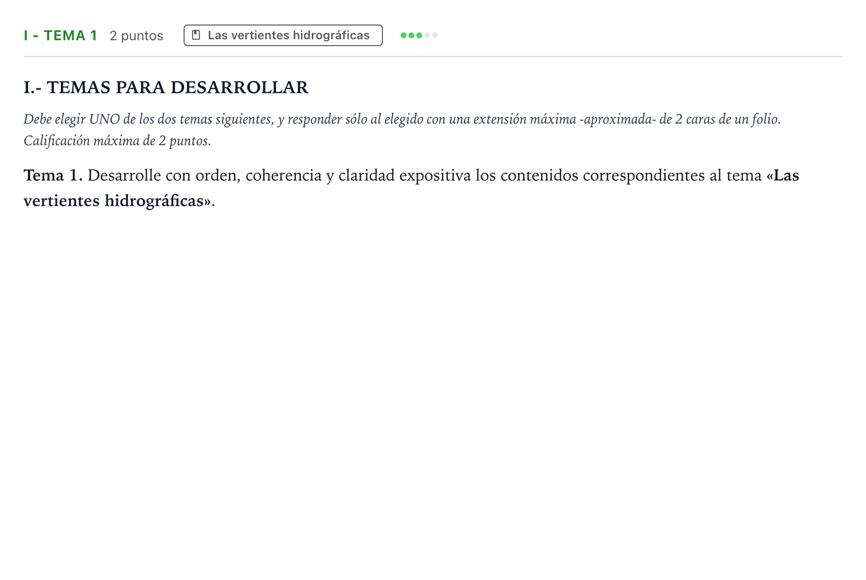 Enunciado: Ejercicio I - Tema 1 · Geografía PAU Castilla y León Ordinaria 2026