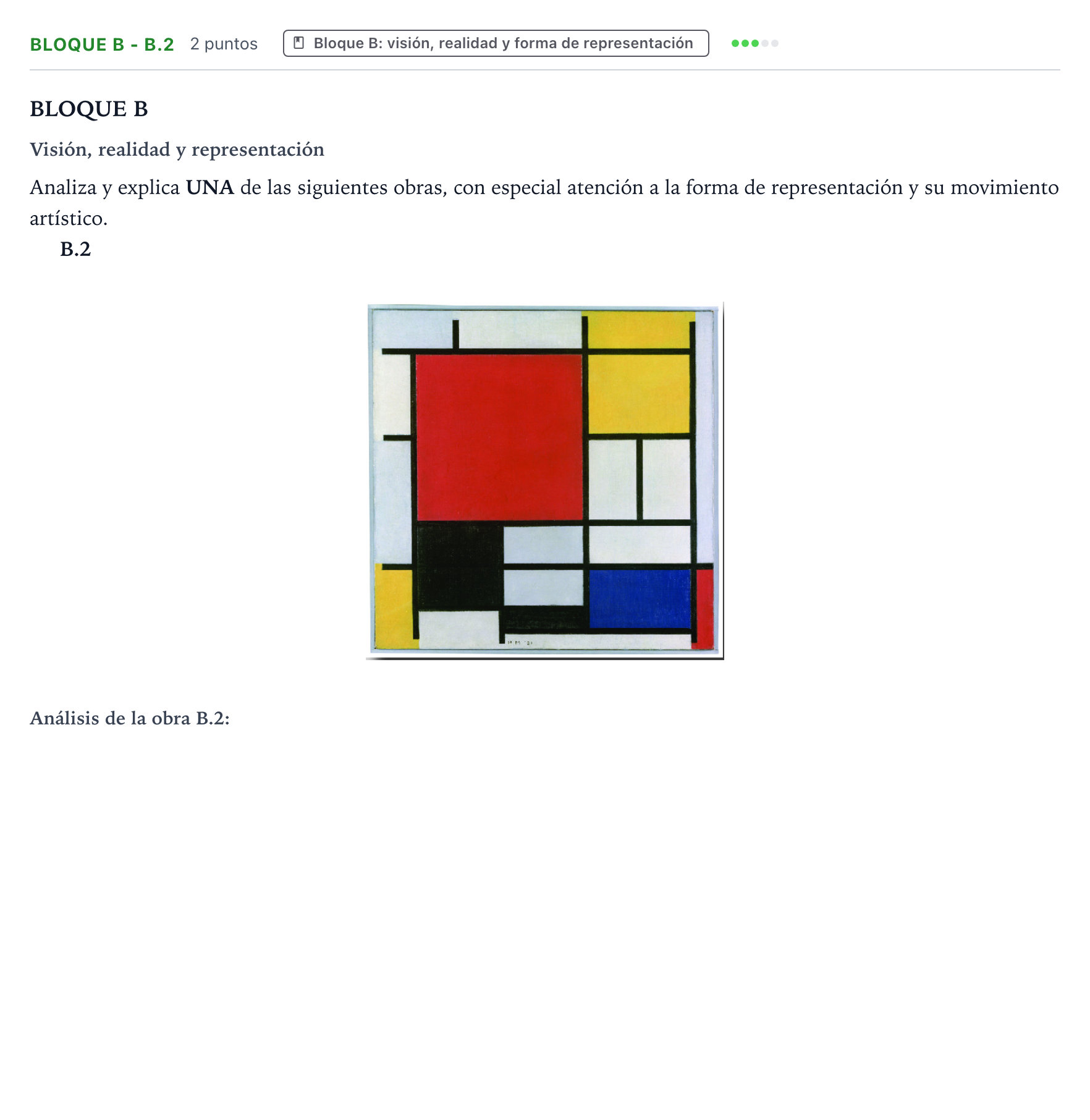 Enunciado: Bloque B - B.2 · Fundamentos Artísticos PAU Castilla y León Ordinaria 2026