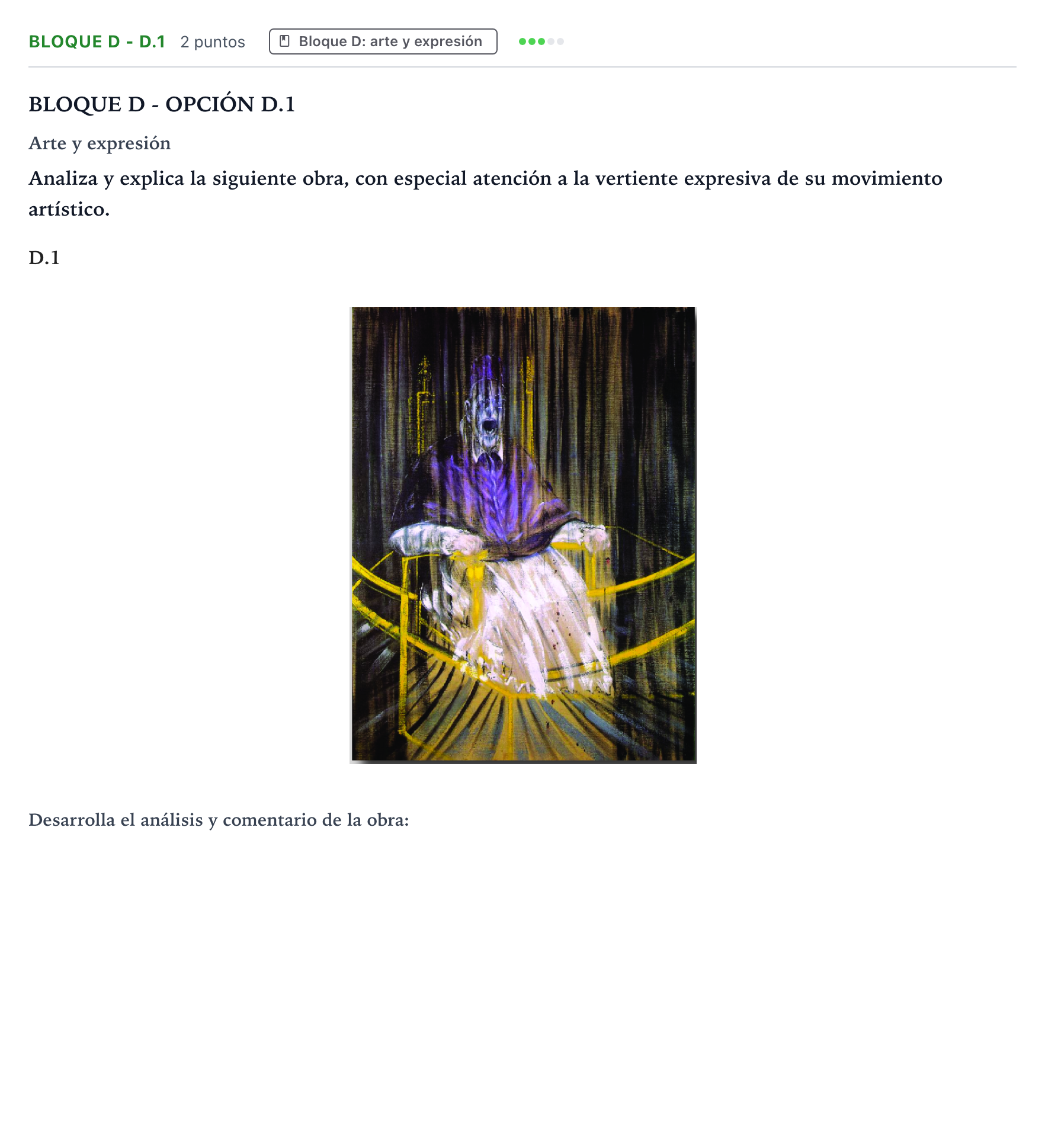 Enunciado: Bloque D - D.1 · Fundamentos Artísticos PAU Castilla y León Ordinaria 2026
