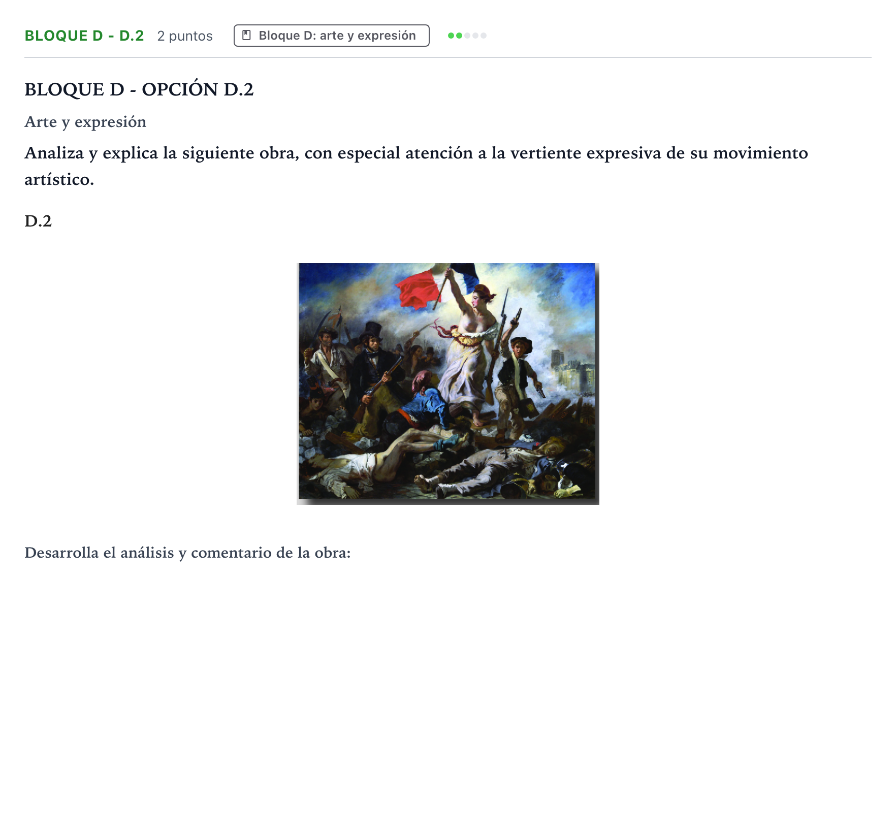 Enunciado: Bloque D - D.2 · Fundamentos Artísticos PAU Castilla y León Ordinaria 2026