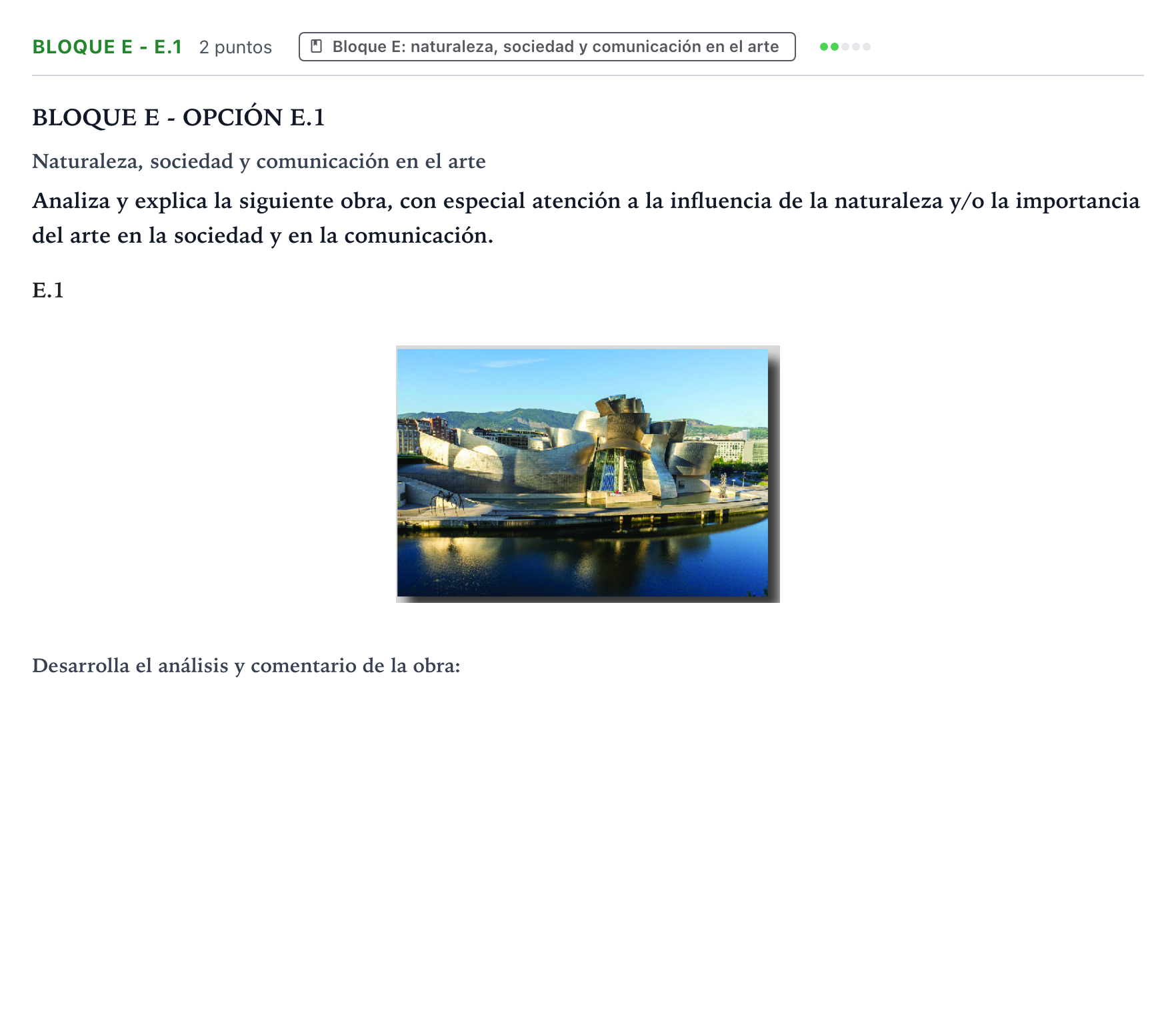 Enunciado: Bloque E - E.1 · Fundamentos Artísticos PAU Castilla y León Ordinaria 2026