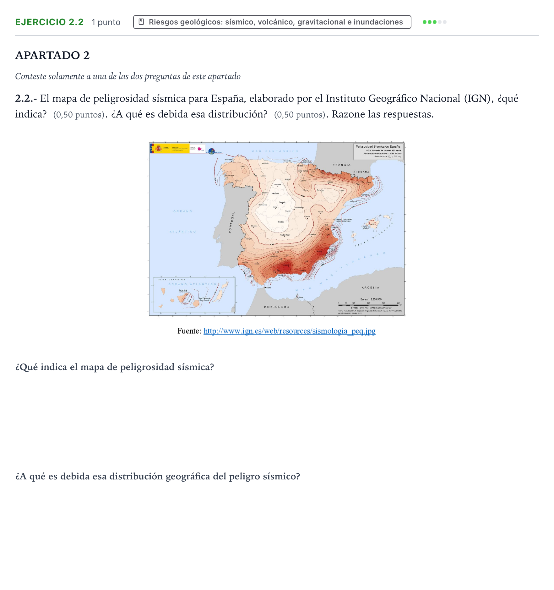 Enunciado: Ejercicio 2.2 · Geología y Ciencias Ambientales PAU Castilla y León Ordinaria 2026