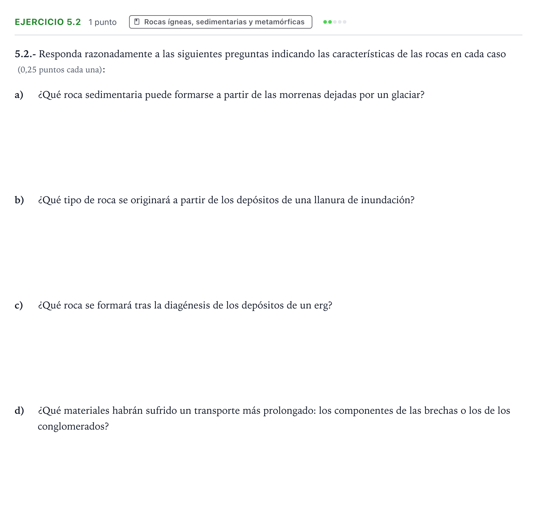 Enunciado: Ejercicio 5.2 · Geología y Ciencias Ambientales PAU Castilla y León Ordinaria 2026