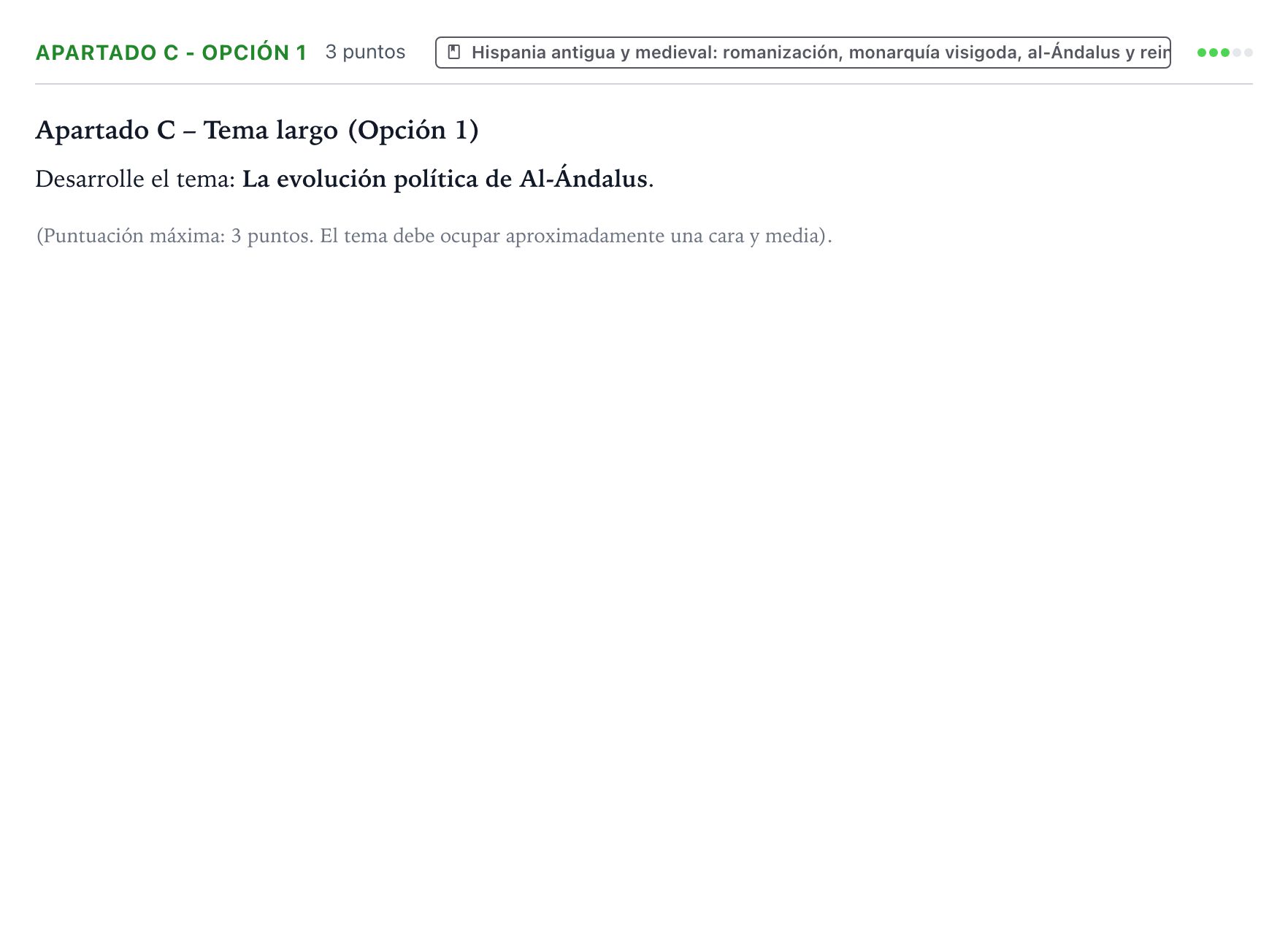 Enunciado: Apartado C - Opción 1 · Historia de España PAU Castilla y León Ordinaria 2026