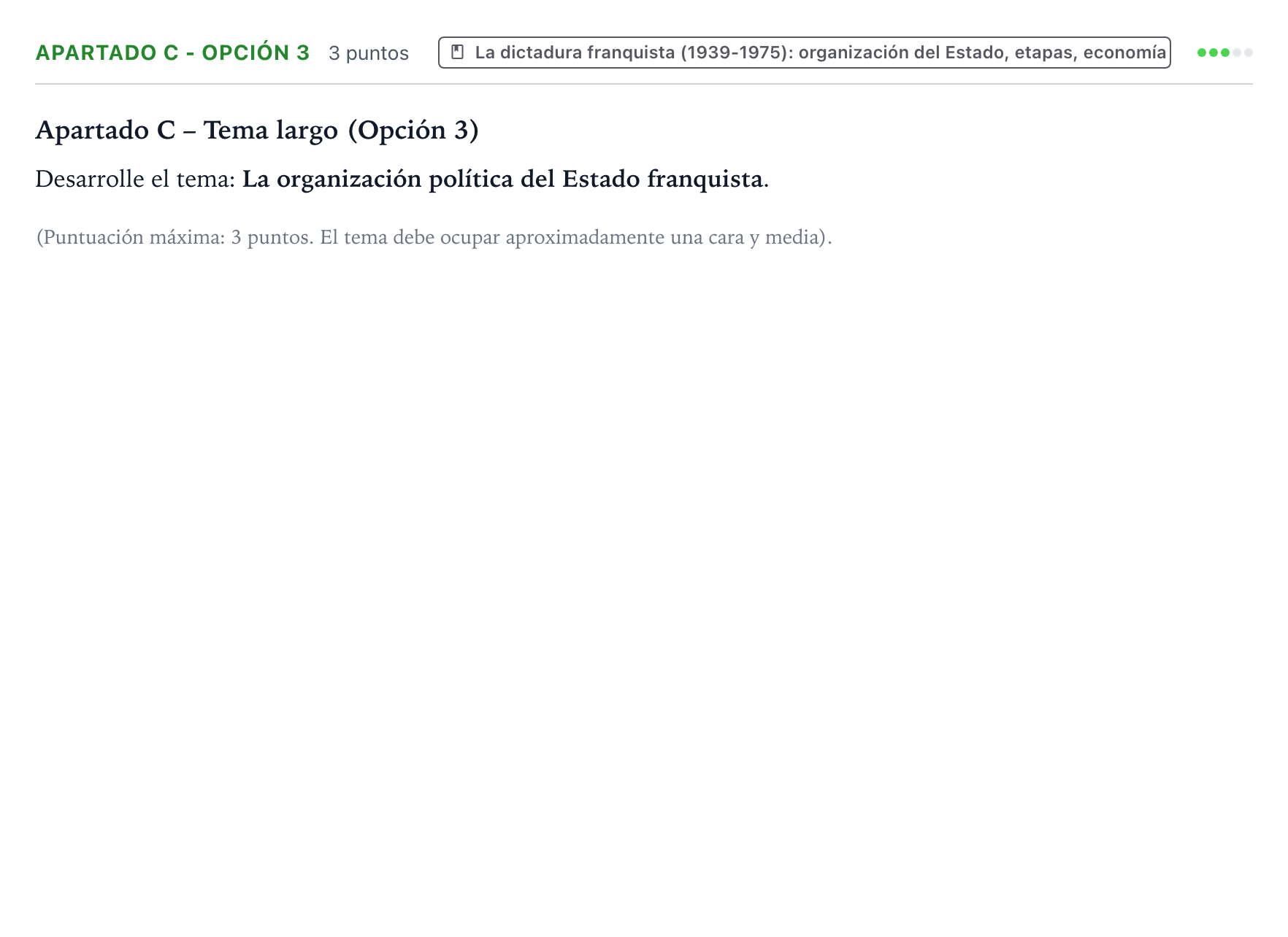 Enunciado: Apartado C - Opción 3 · Historia de España PAU Castilla y León Ordinaria 2026
