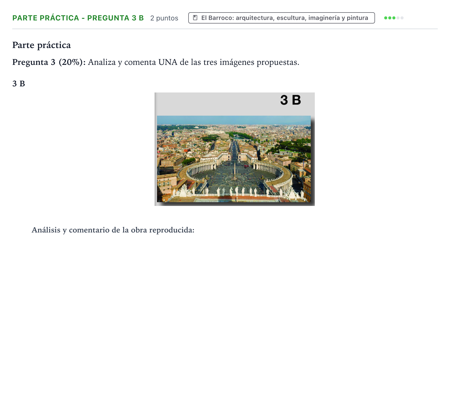 Enunciado: Ejercicio Parte práctica - Pregunta 3 B · Historia del Arte PAU Castilla y León Extraordinaria 2026