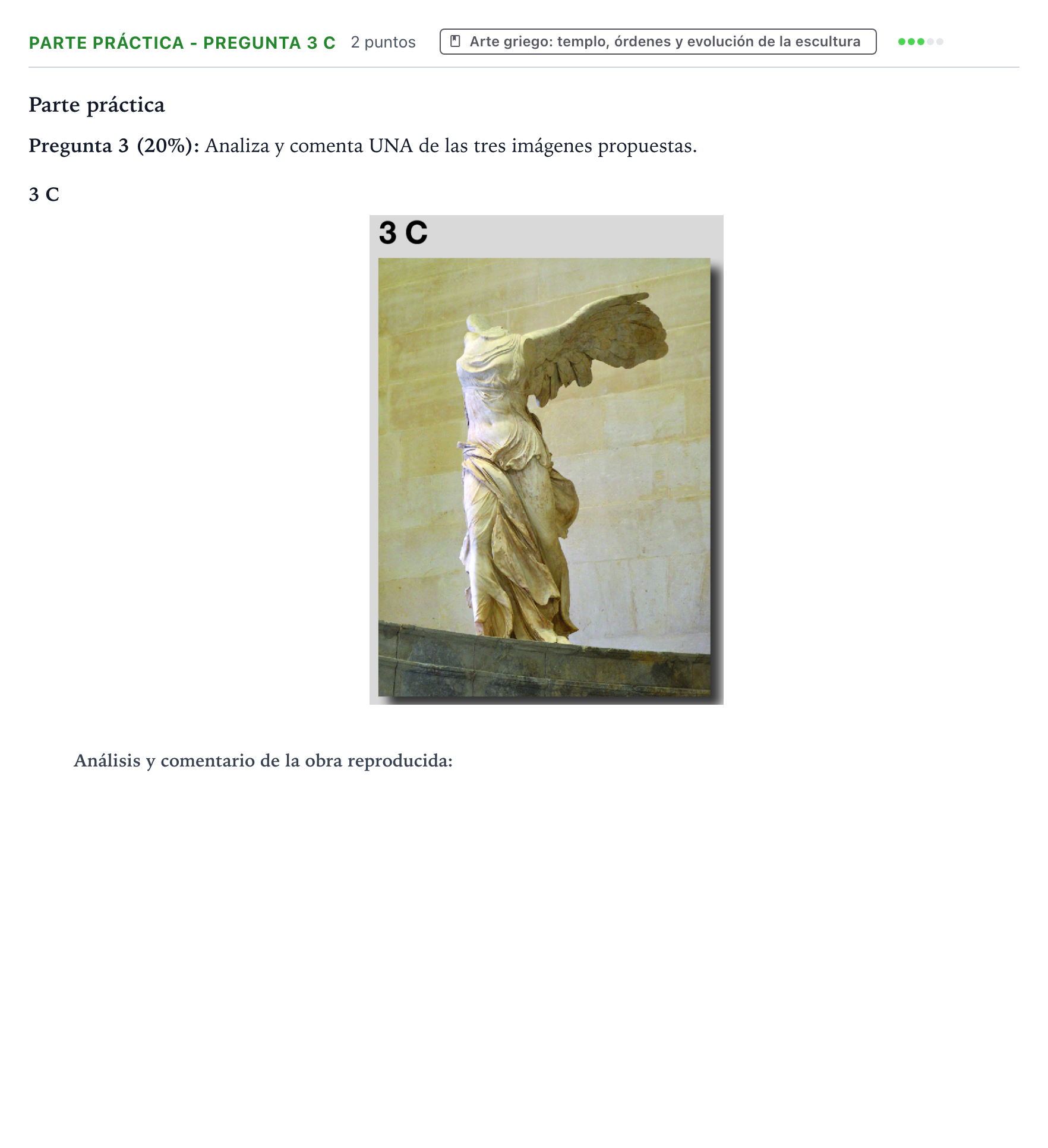 Enunciado: Ejercicio Parte práctica - Pregunta 3 C · Historia del Arte PAU Castilla y León Extraordinaria 2026