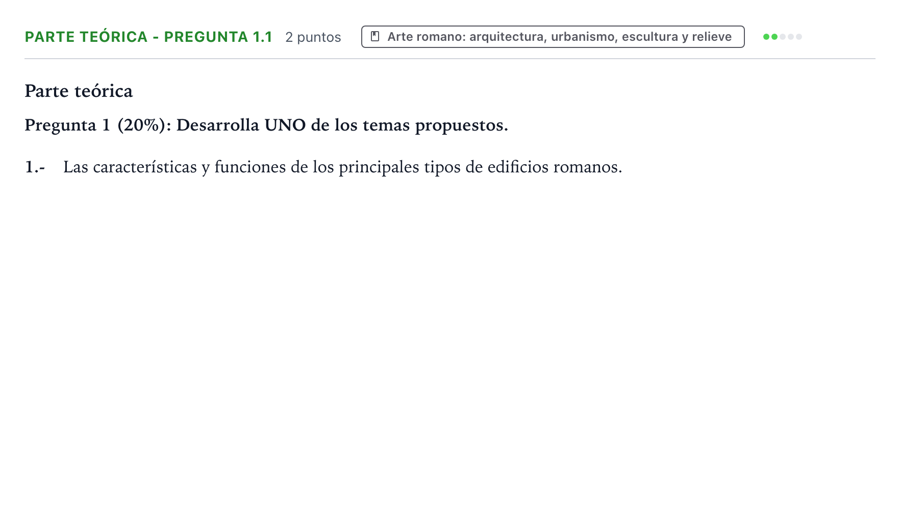 Enunciado: Ejercicio Parte teórica - Pregunta 1.1 · Historia del Arte PAU Castilla y León Extraordinaria 2026