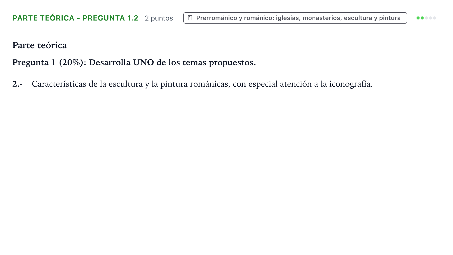 Enunciado: Ejercicio Parte teórica - Pregunta 1.2 · Historia del Arte PAU Castilla y León Extraordinaria 2026