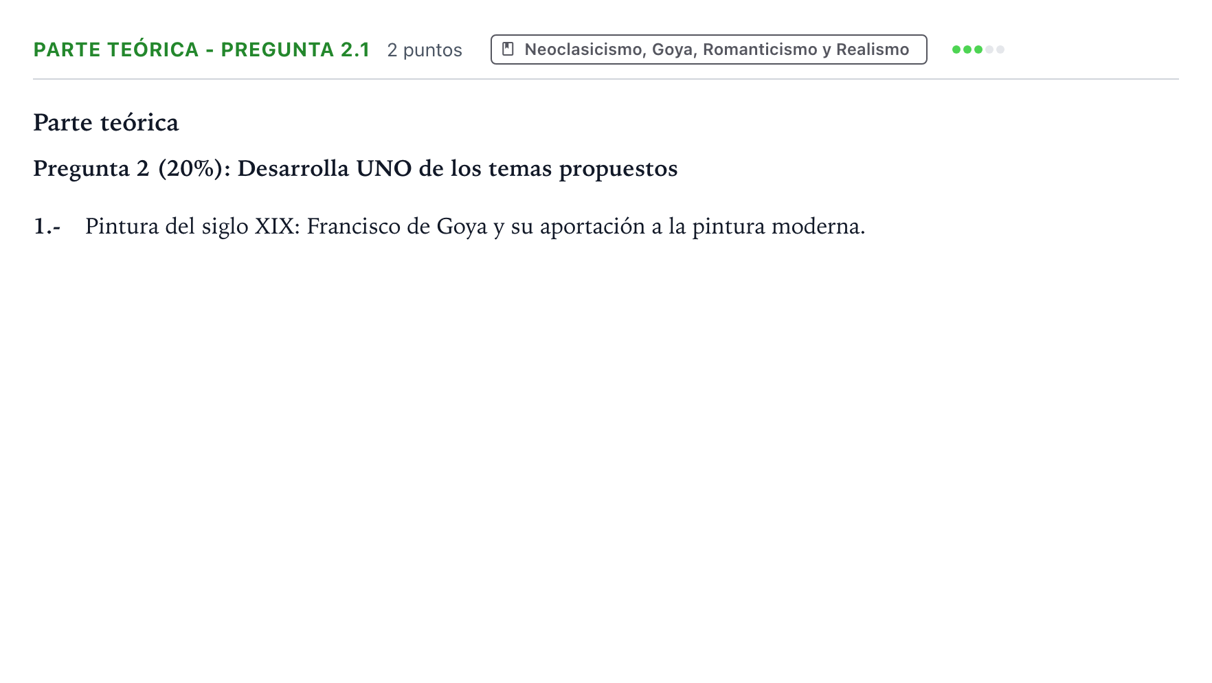 Enunciado: Ejercicio Parte teórica - Pregunta 2.1 · Historia del Arte PAU Castilla y León Extraordinaria 2026
