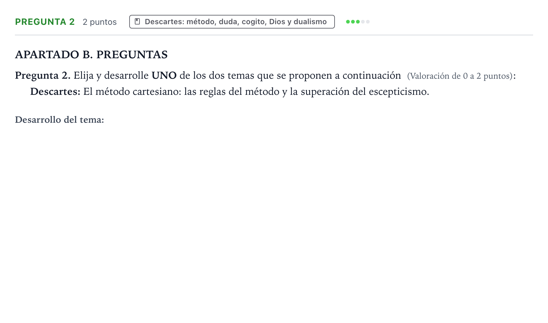 Enunciado: Pregunta 2 - Descartes · Historia de la Filosofía PAU Castilla y León Ordinaria 2026