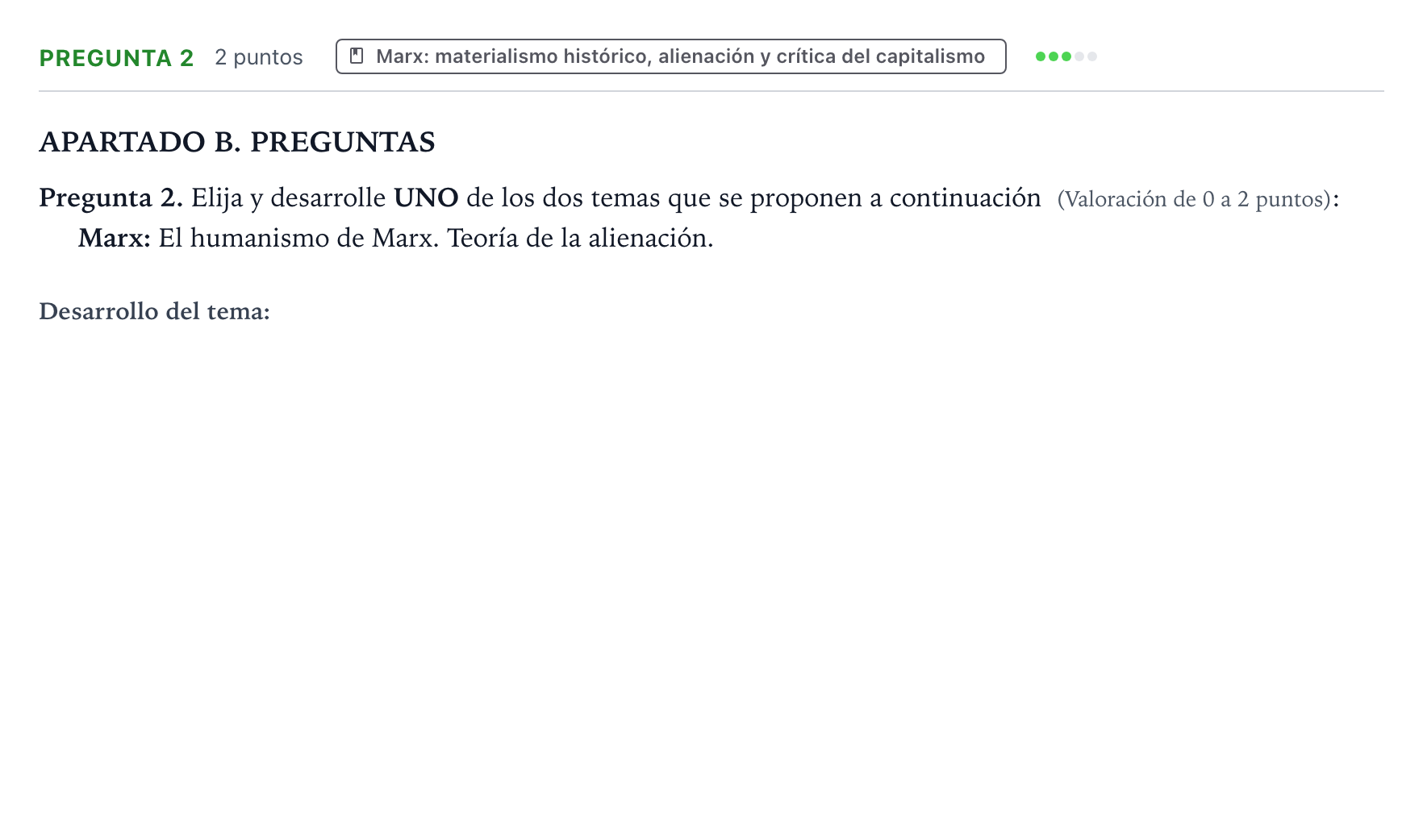 Enunciado: Pregunta 2 - Marx · Historia de la Filosofía PAU Castilla y León Ordinaria 2026