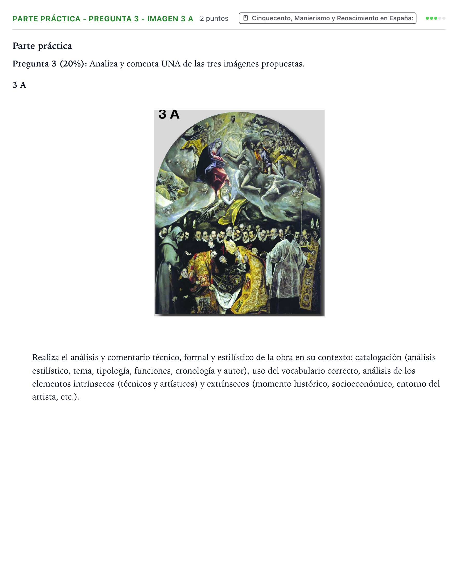 Enunciado: Ejercicio Parte práctica - Pregunta 3 - Imagen 3 A · Historia del Arte PAU Castilla y León Ordinaria 2026