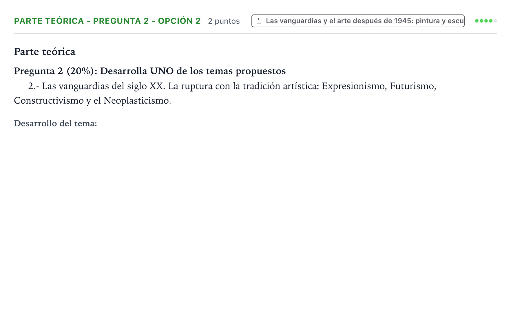Enunciado: Ejercicio Parte teórica - Pregunta 2 - Opción 2 · Historia del Arte PAU Castilla y León Ordinaria 2026