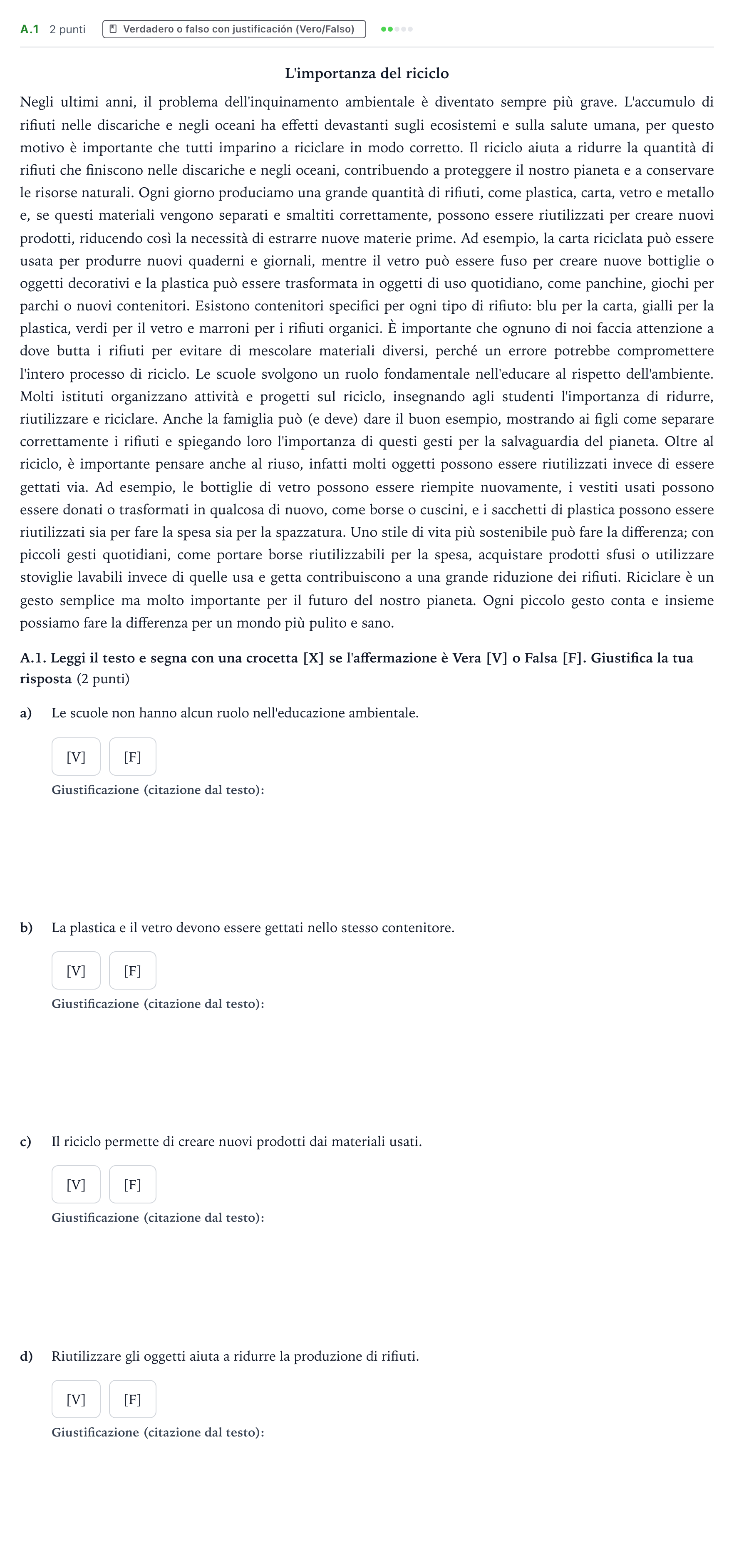 Enunciado: Ejercicio A.1 · Italiano PAU Castilla y León Ordinaria 2026