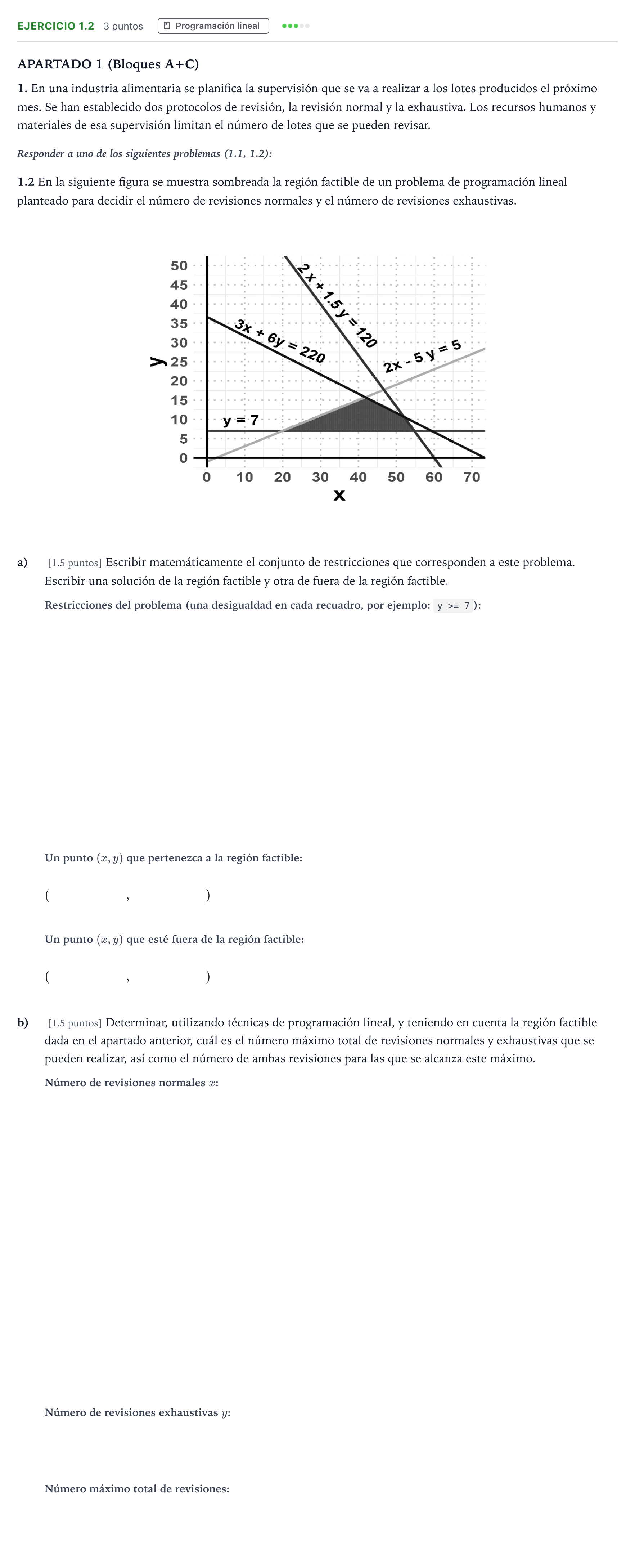 Enunciado: Ejercicio 1.2 · Matemáticas aplicadas a las Ciencias Sociales II PAU Castilla y León Extraordinaria 2026